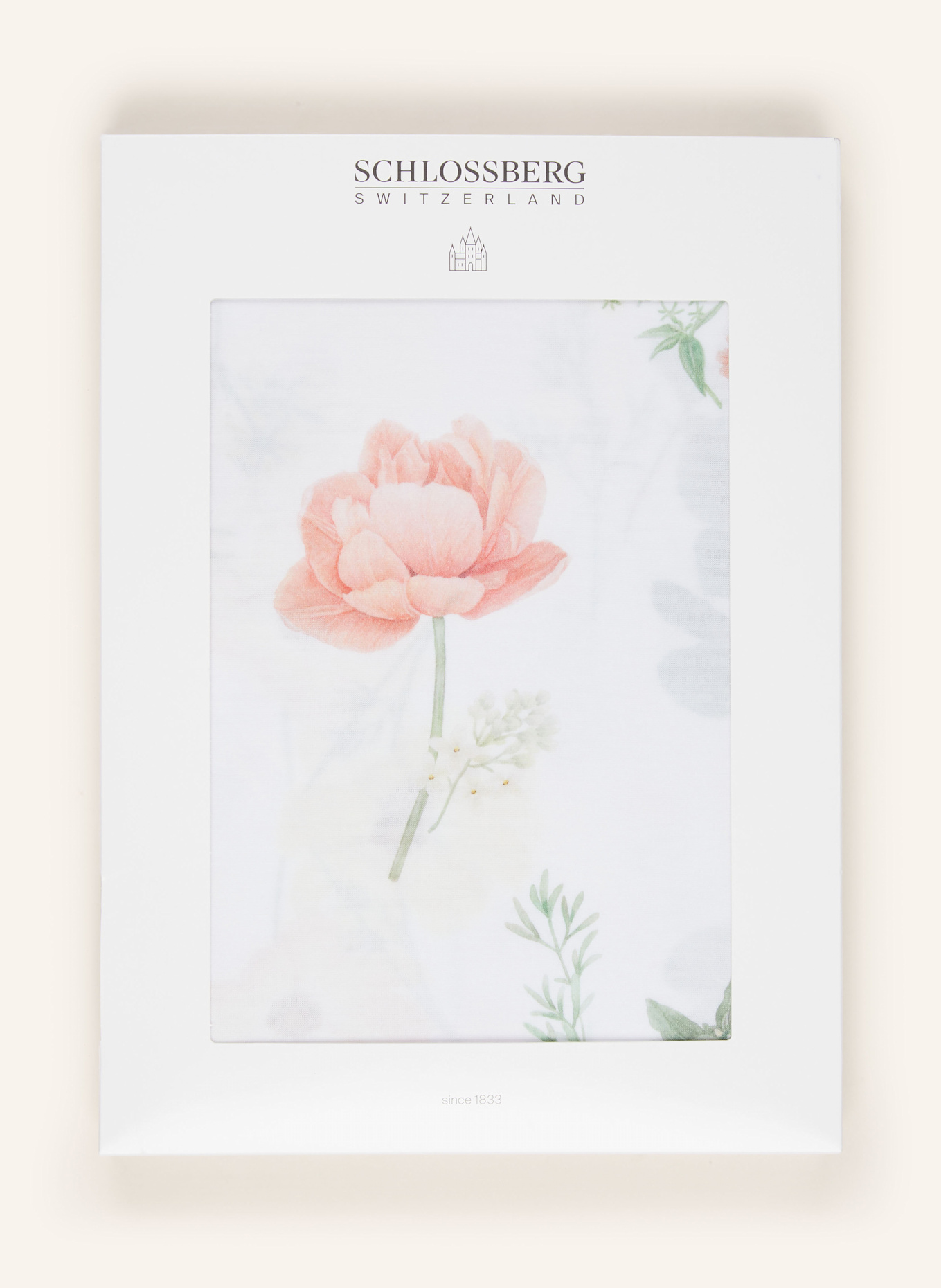 SCHLOSSBERG Bettbezug ZINNIA: WEISS / GRÜN / HELLORANGE