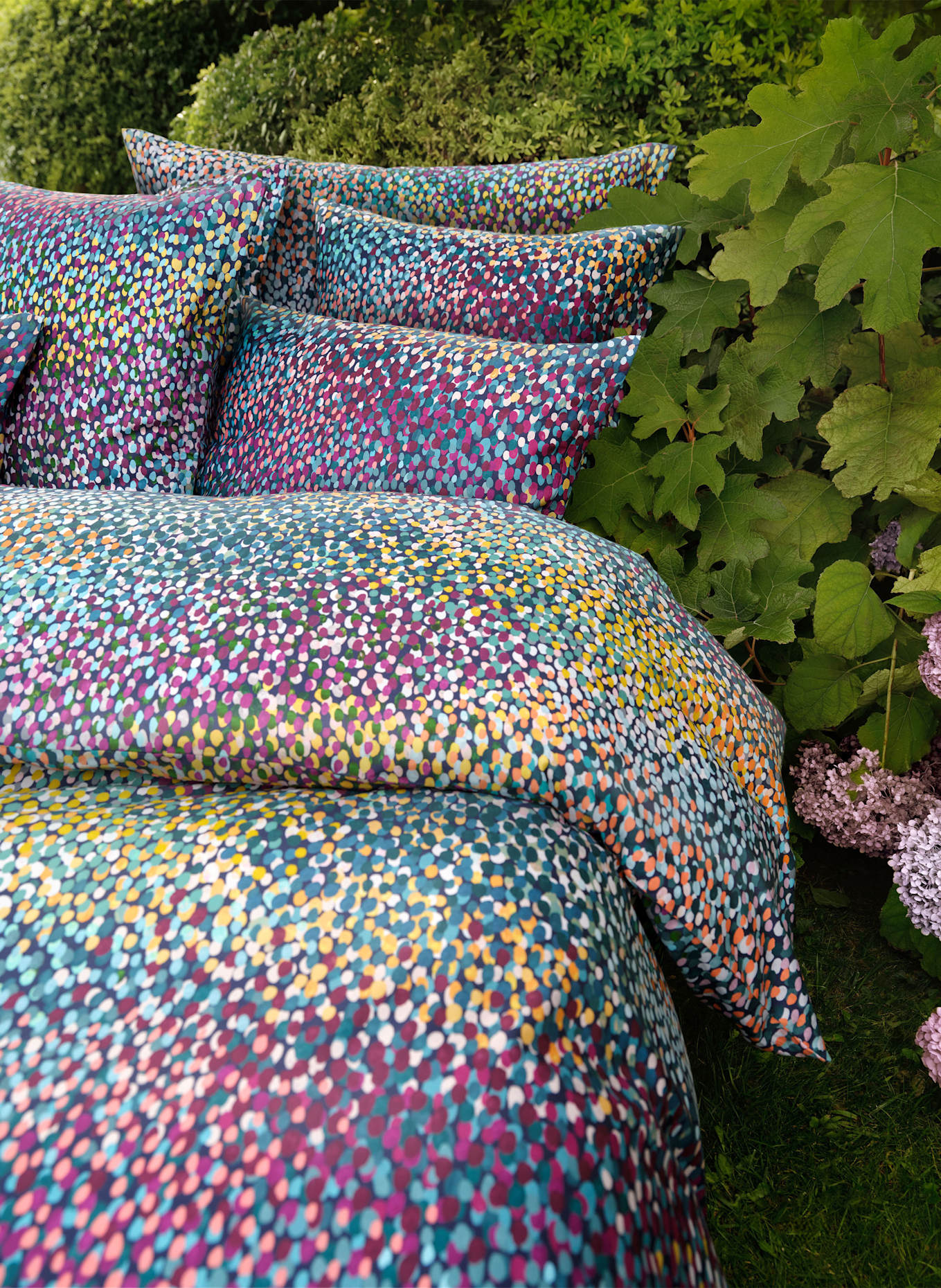 SCHLOSSBERG Kissenbezug JANA: GELB / PETROL / BLAU