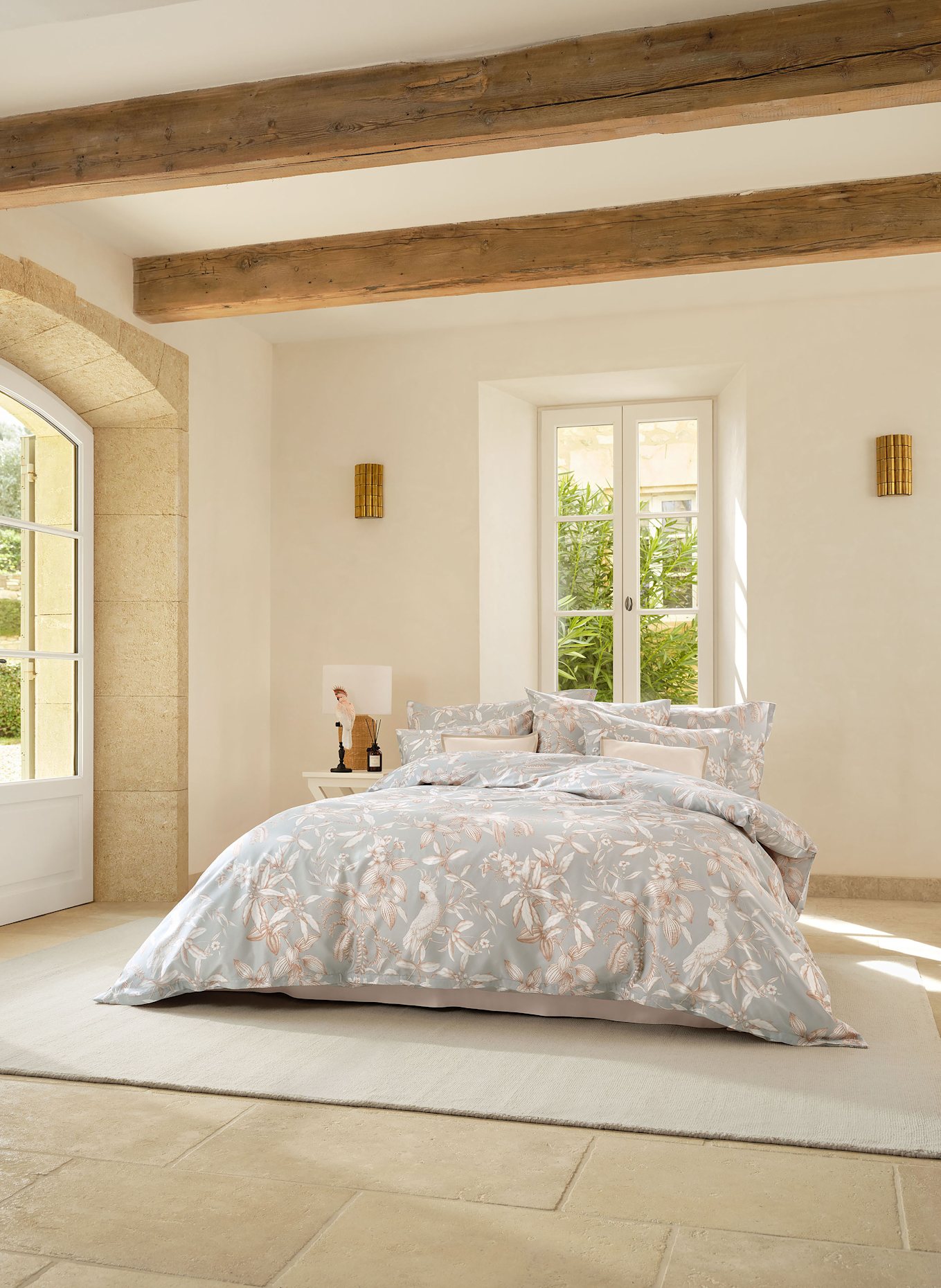 SCHLOSSBERG Bettbezug CALYPSO: GRAU/ BEIGE/ WEISS