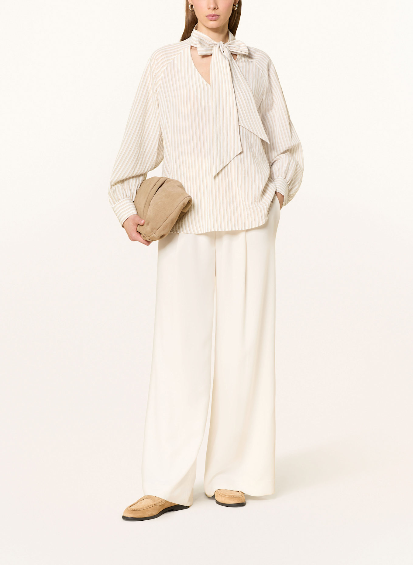 CINQUE Schluppenbluse CIPALOMINO: BEIGE/ CREME