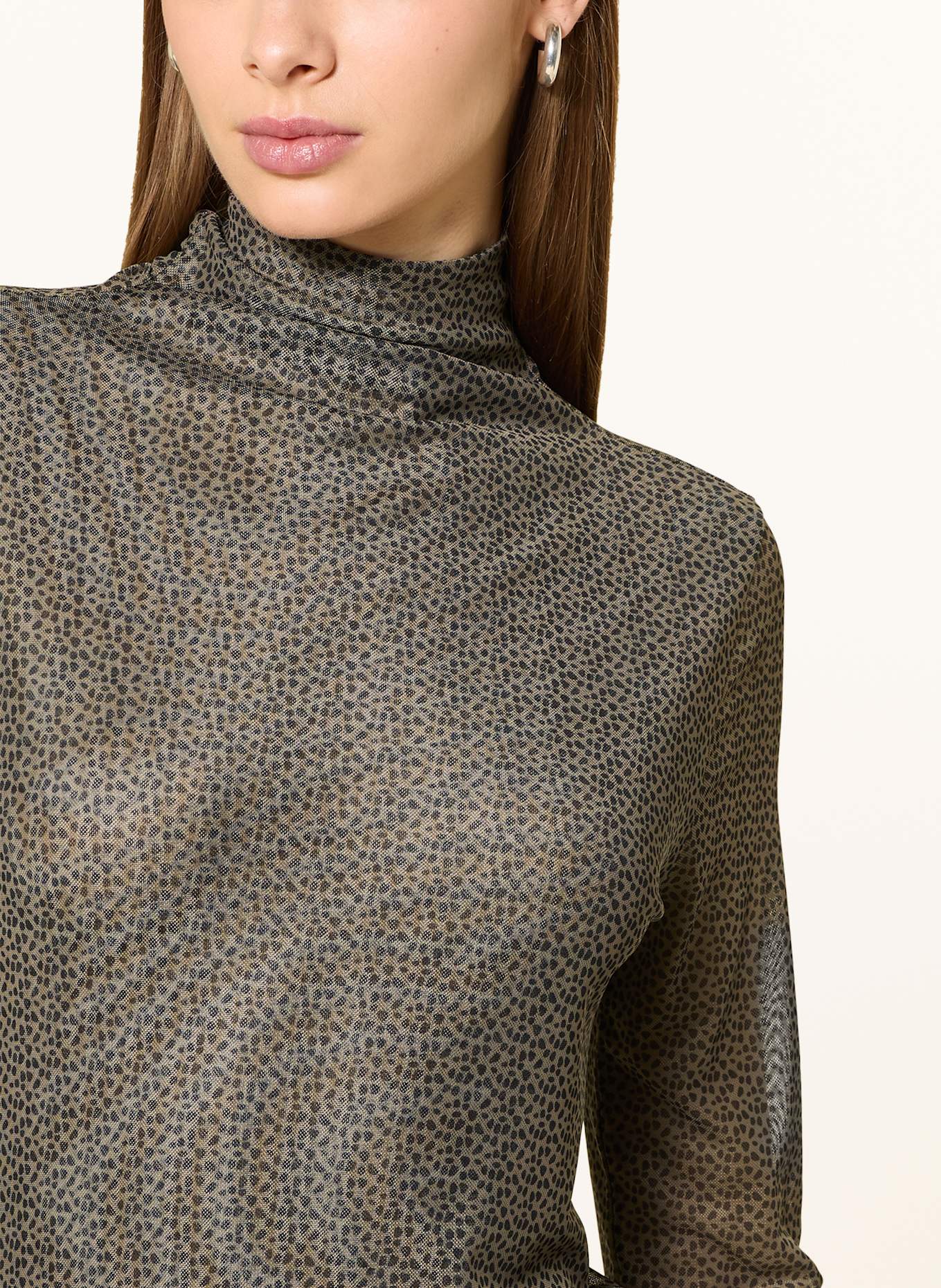 CINQUE Longsleeve CIMIA aus Mesh: BRAUN/ SCHWARZ