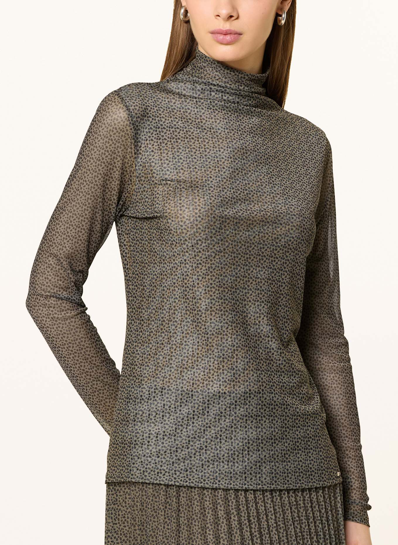 CINQUE Longsleeve CIMIA aus Mesh: BRAUN/ SCHWARZ