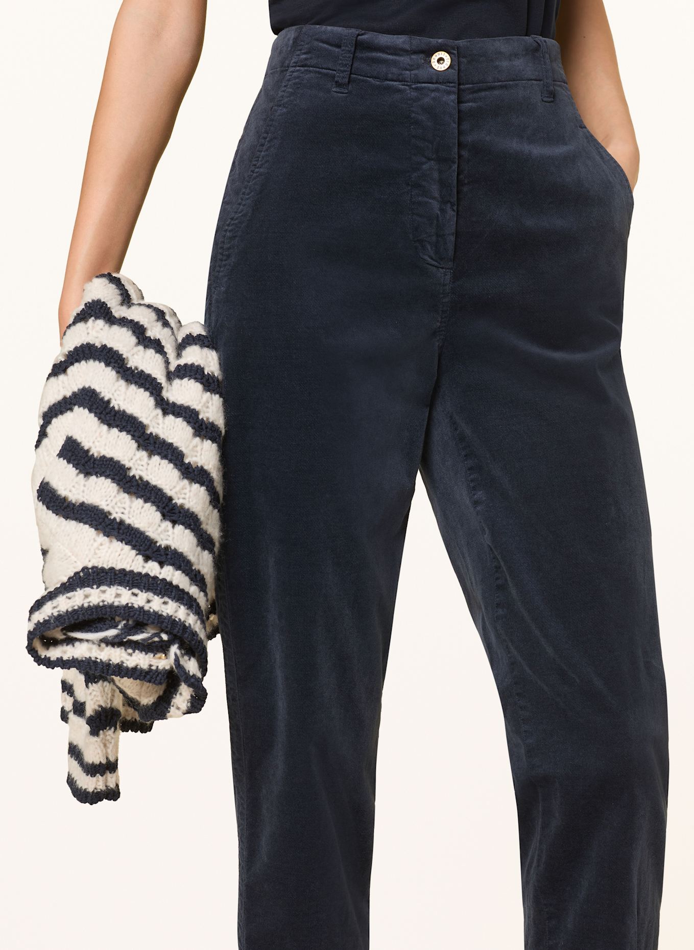 CINQUE 7/8-Hose CISLYA aus Samt: DUNKELBLAU