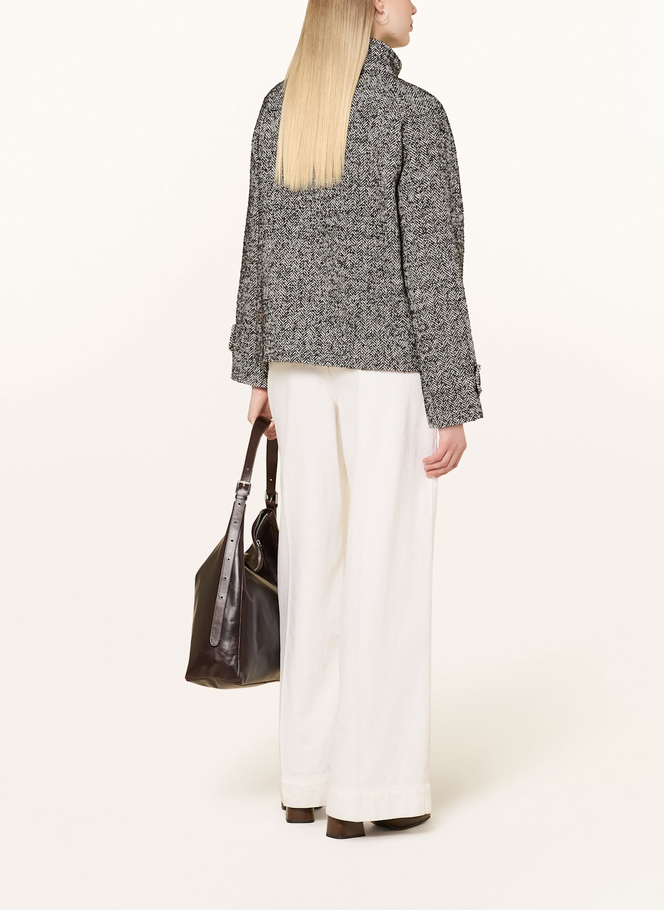 CINQUE Bouclé-Jacke CIJOLINO: SCHWARZ / WEISS