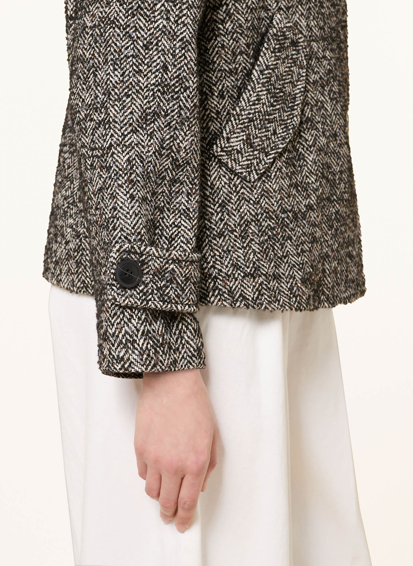 CINQUE Bouclé-Jacke CIJOLINO: SCHWARZ / WEISS