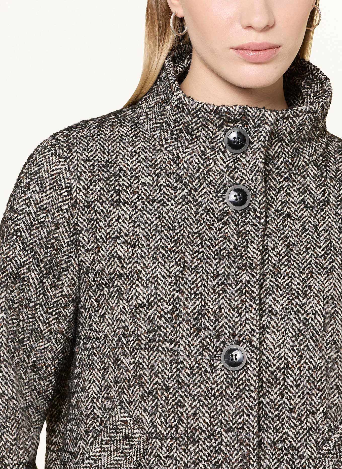 CINQUE Bouclé-Jacke CIJOLINO: SCHWARZ / WEISS