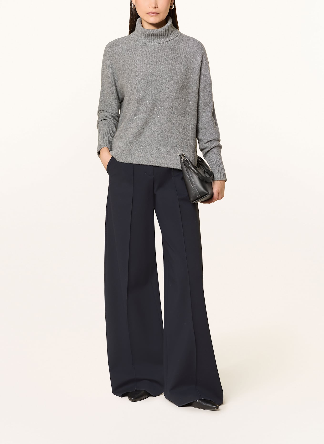 (THE MERCER) N.Y. Cashmere-Pullover mit Pailletten: GRAU