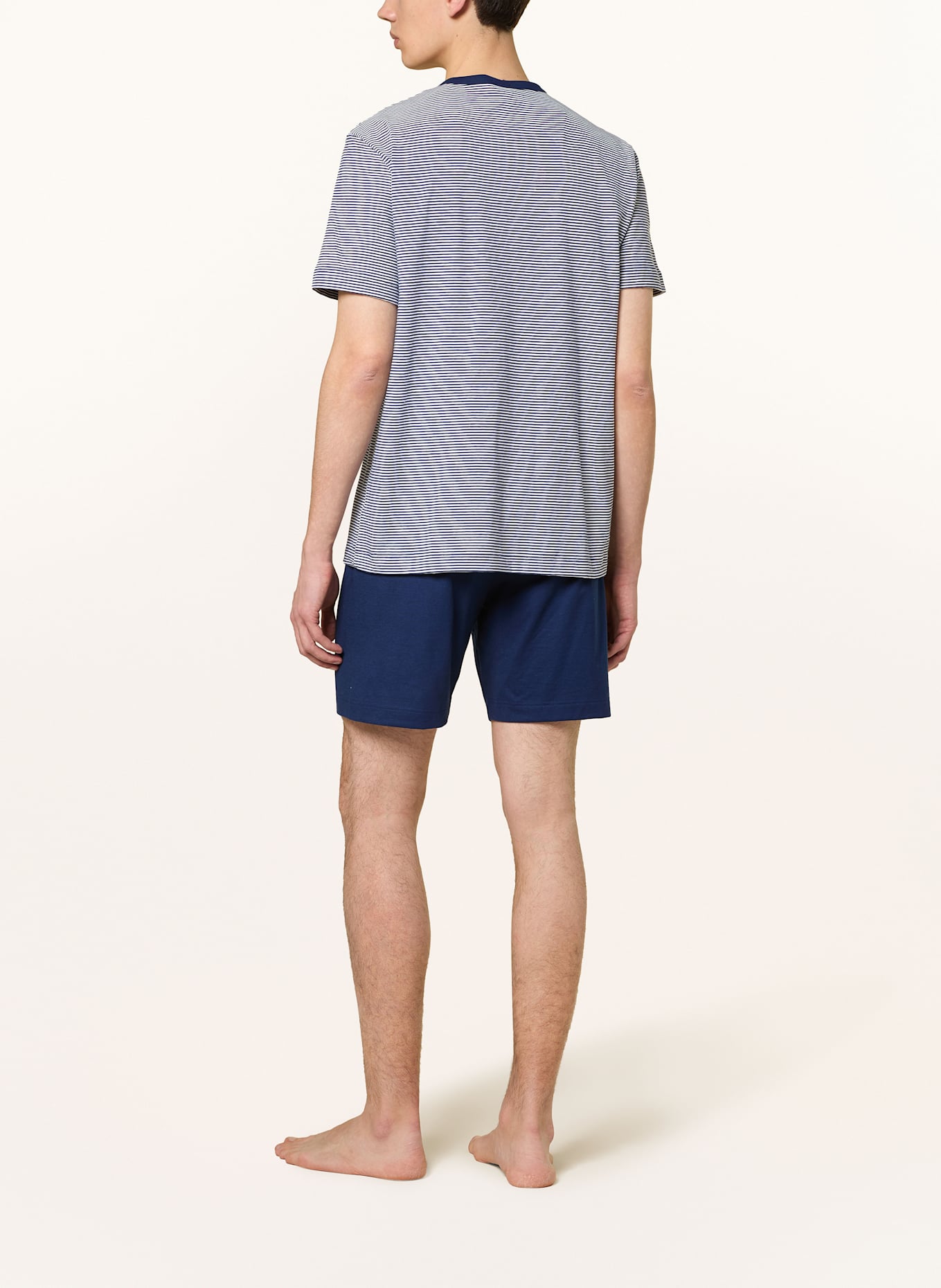 mey Shorty-Schlafanzug Serie COTE D´ AZUR STRIPES: DUNKELBLAU/ WEISS