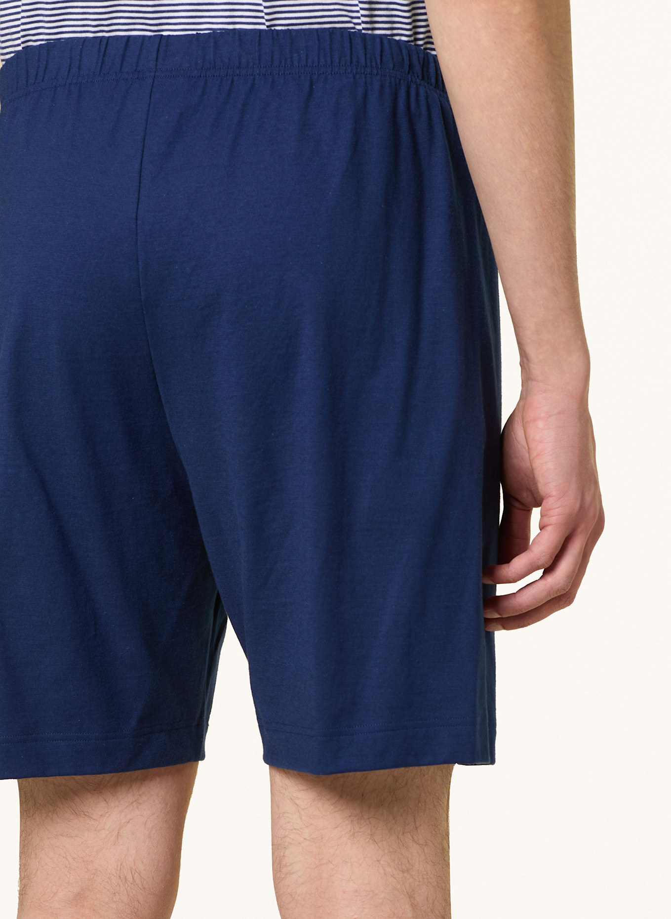 mey Shorty-Schlafanzug Serie COTE D´ AZUR STRIPES: DUNKELBLAU/ WEISS