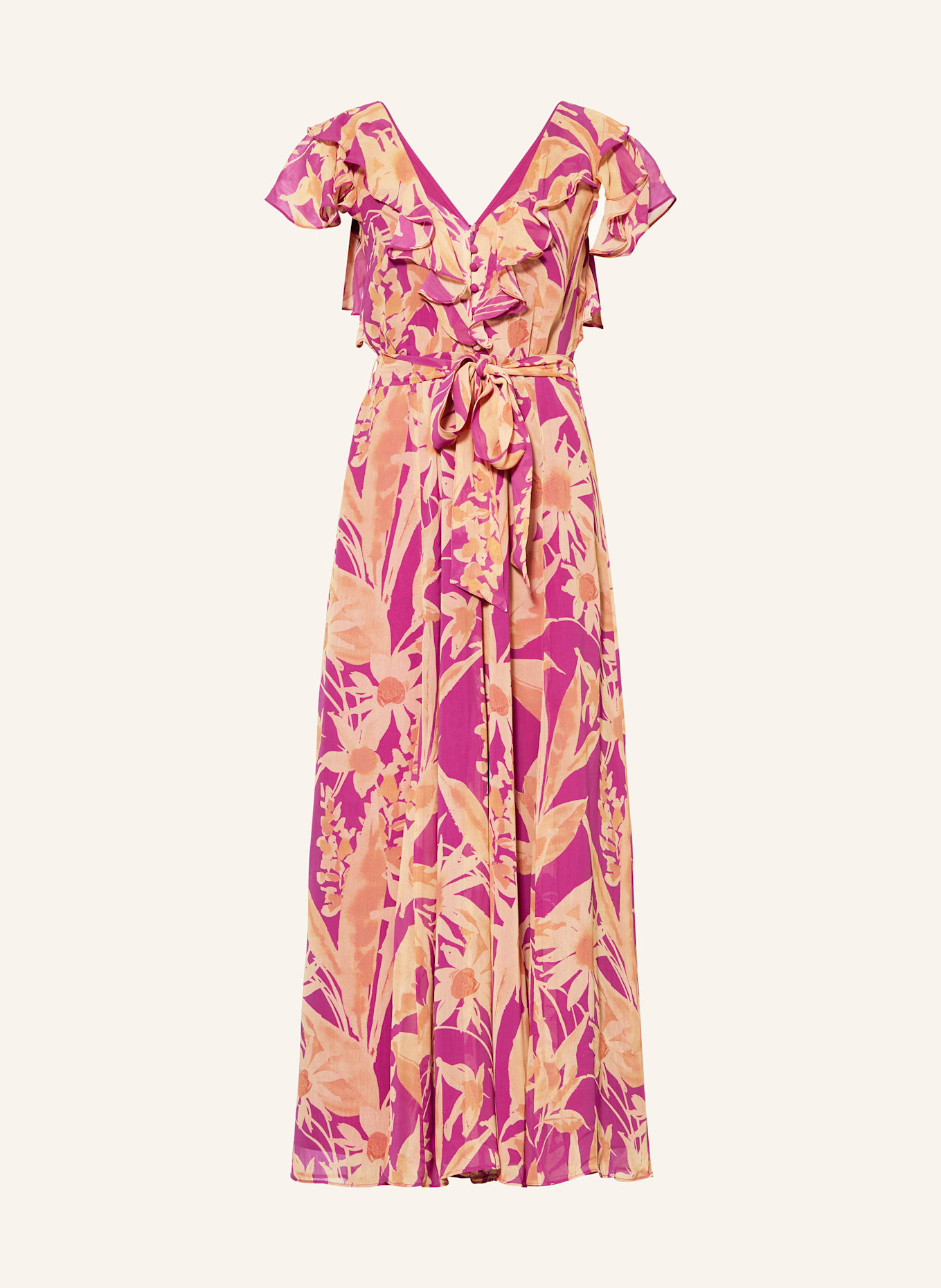 Phase Eight Šaty DINARA s volánky: FUCHSIOVÁ / TMAVĚ ORANŽOVÁ / LOSOSOVÁ