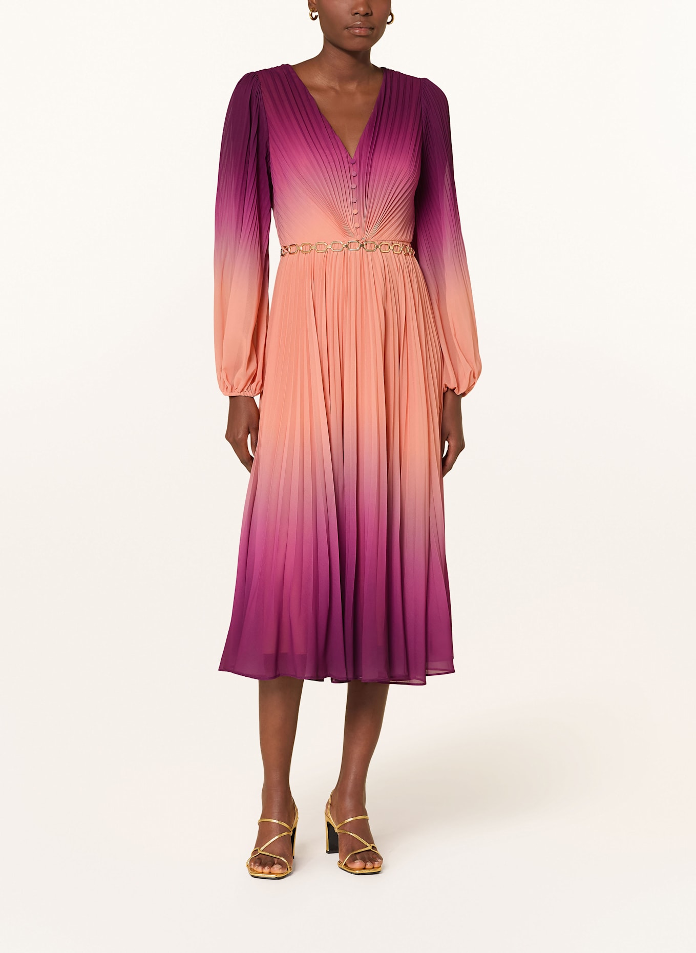 Phase Eight Pleated dress MIRA in purple/ light orange