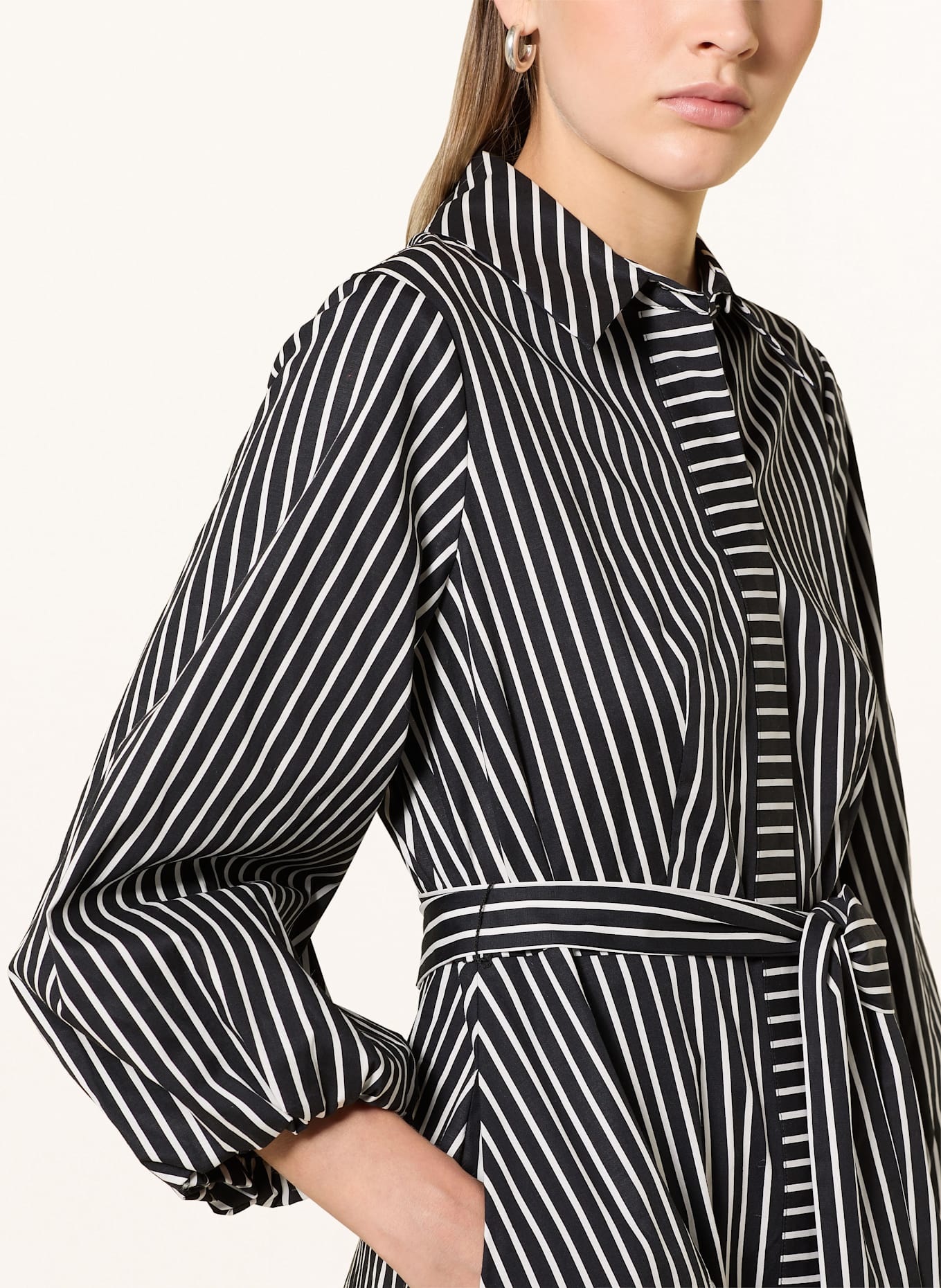 Phase Eight CORINA shirt dress with 3/4 sleeves in black/ white