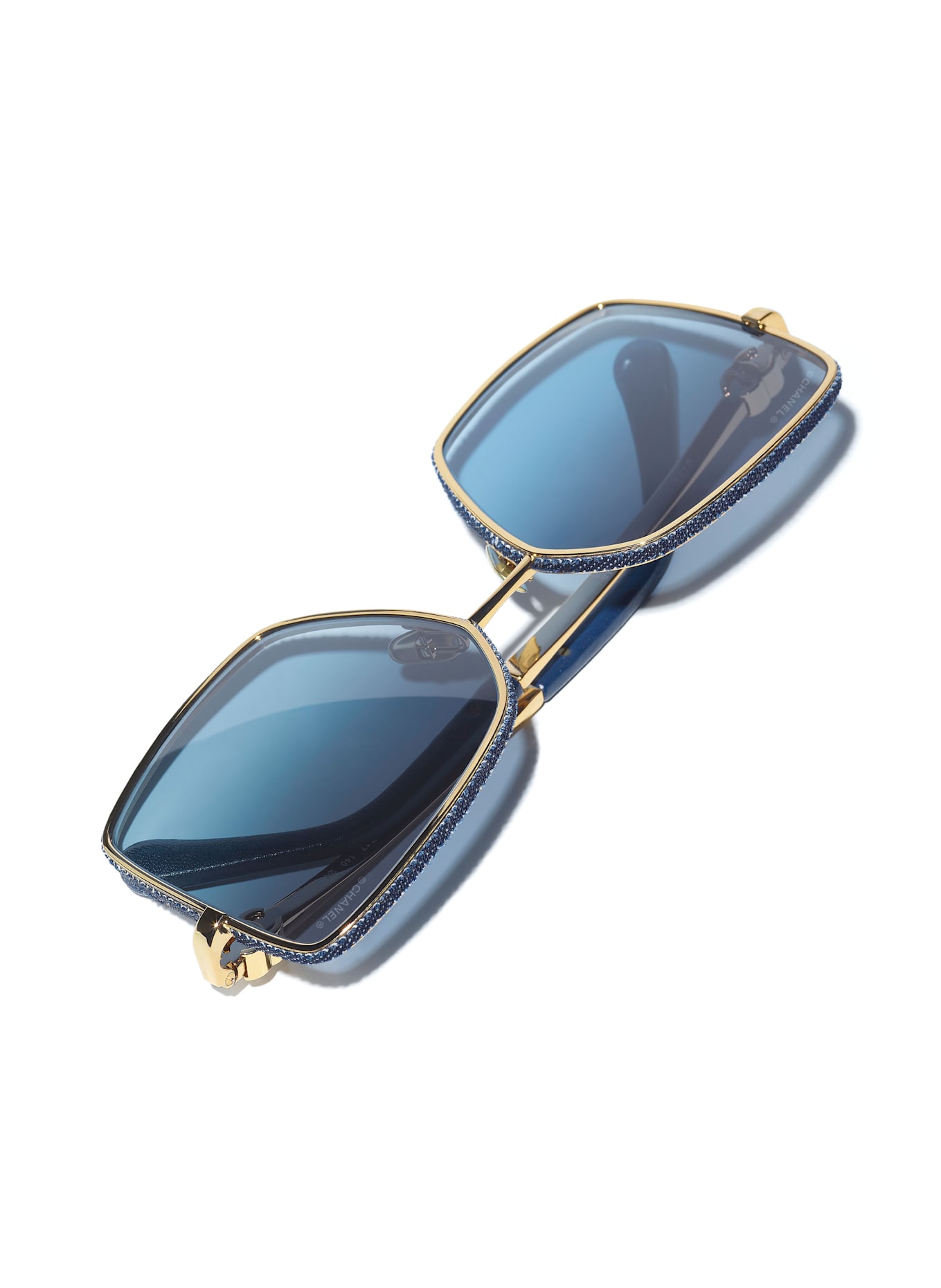 CHANEL Quadratische Sonnenbrille: C125S2 - GOLD/ BLAU
