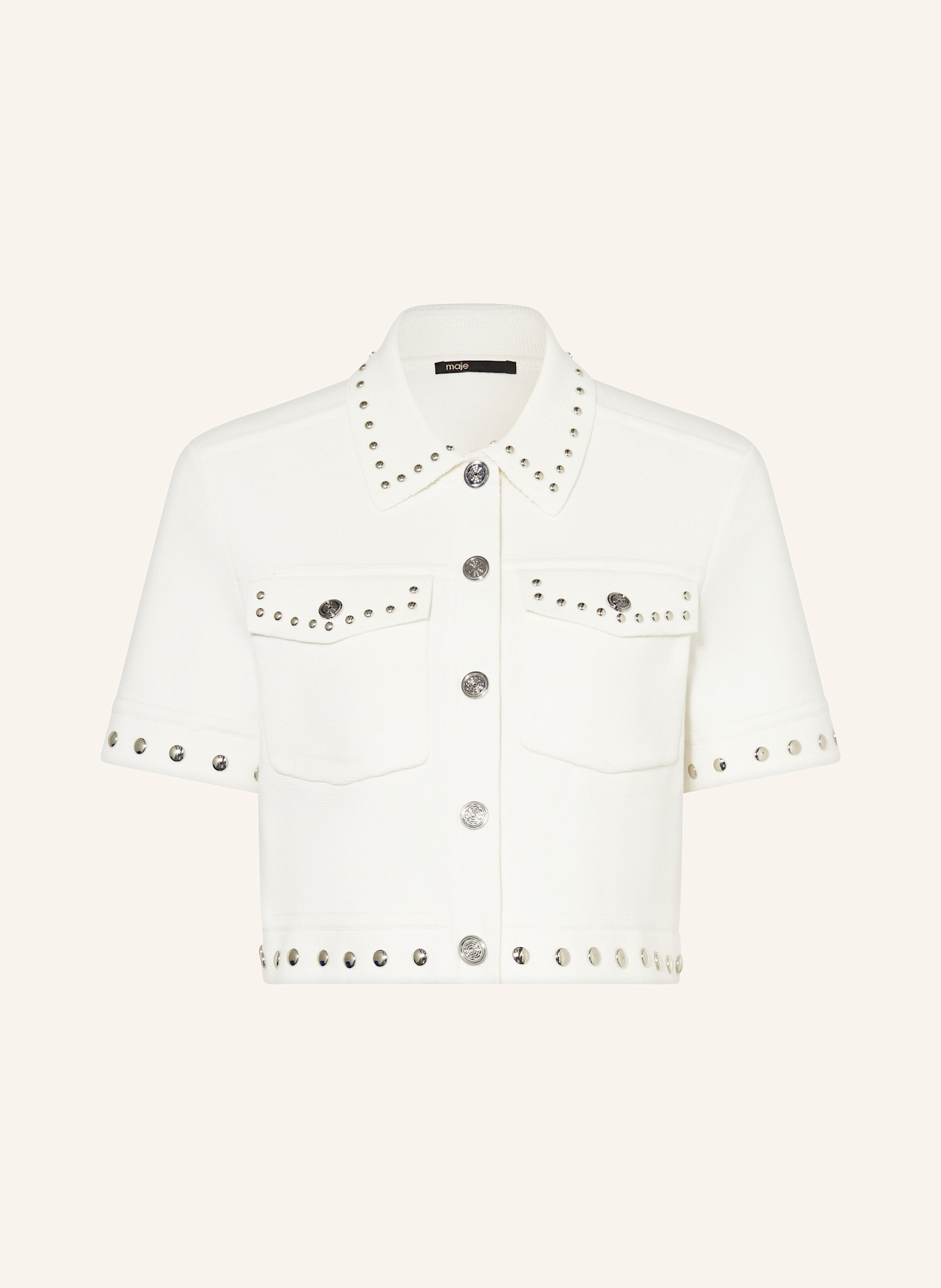 maje Cropped-Jacke mit Nieten: ECRU