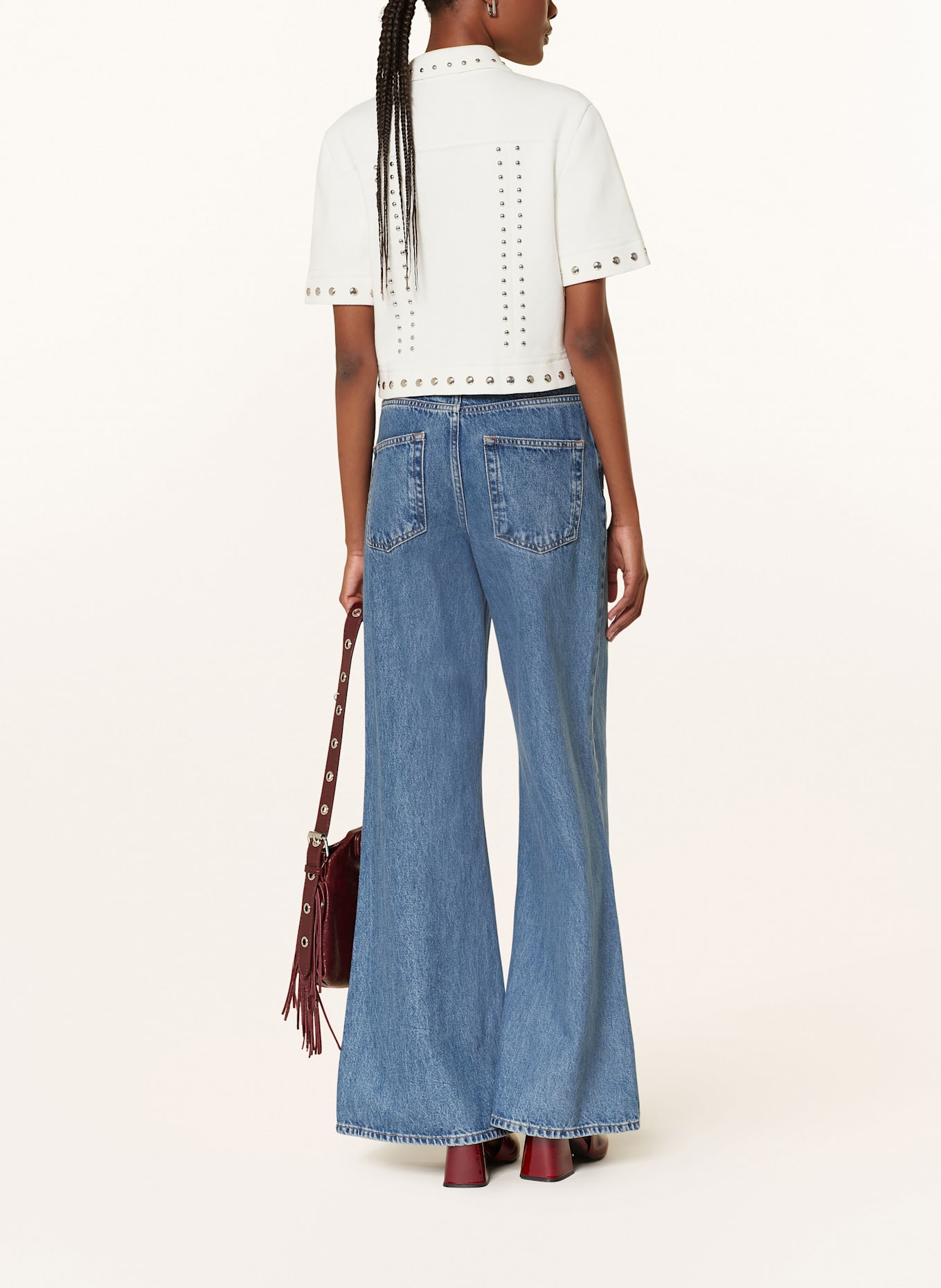 maje Cropped-Jacke mit Nieten: ECRU