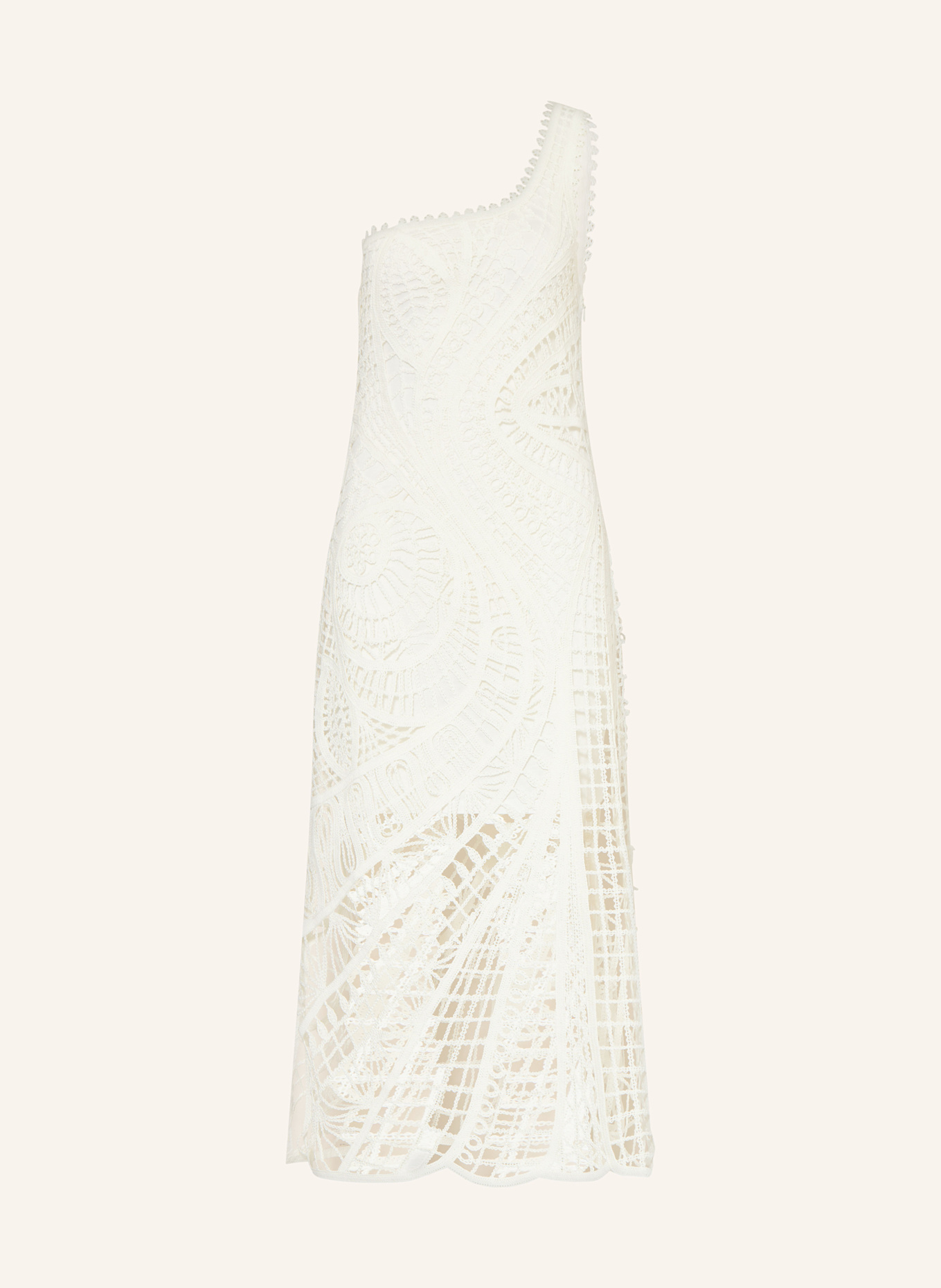 maje One-Shoulder-Kleid aus Spitze: ECRU