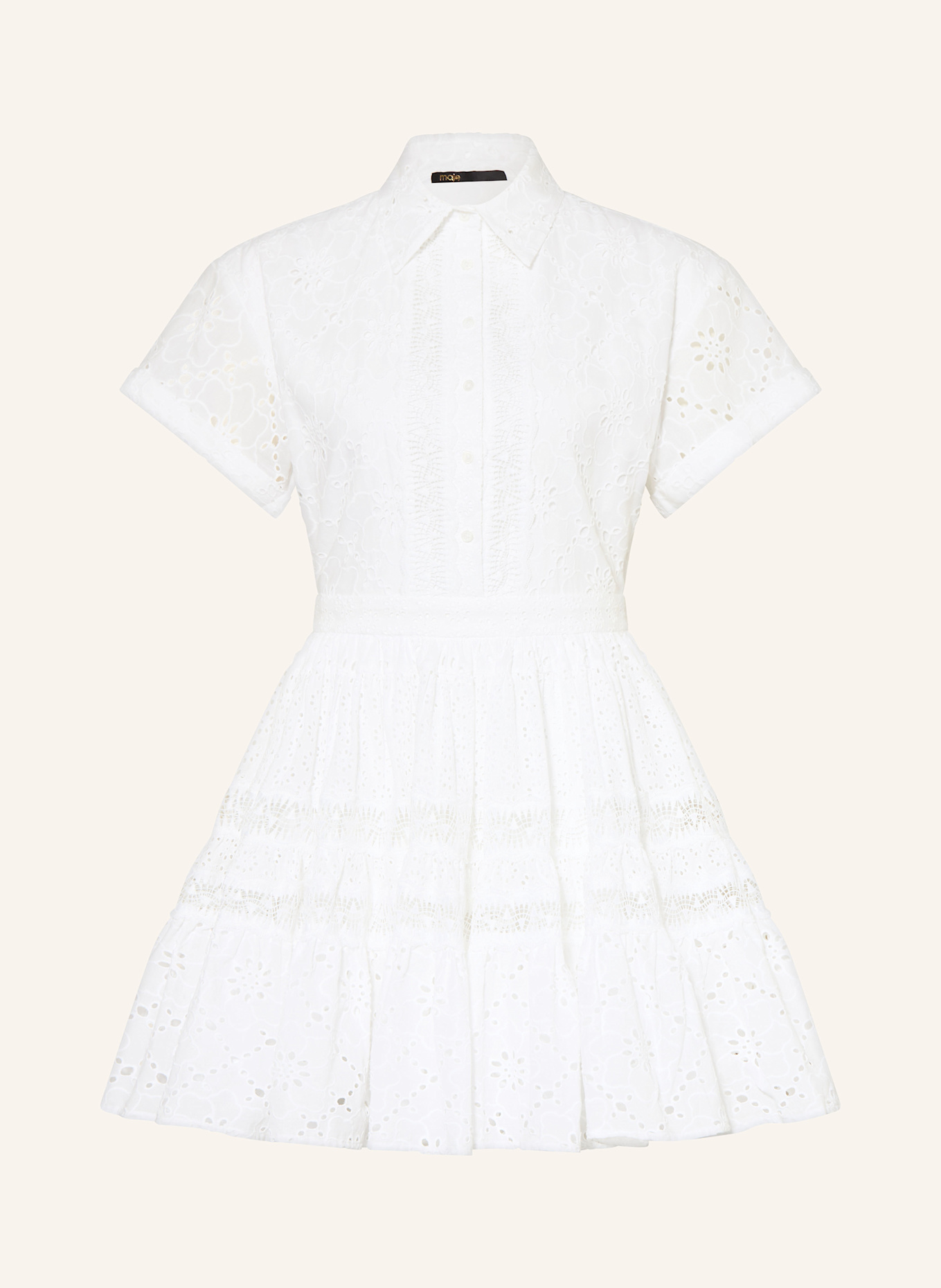 maje Hemdblusenkleid aus Lochspitze: WEISS