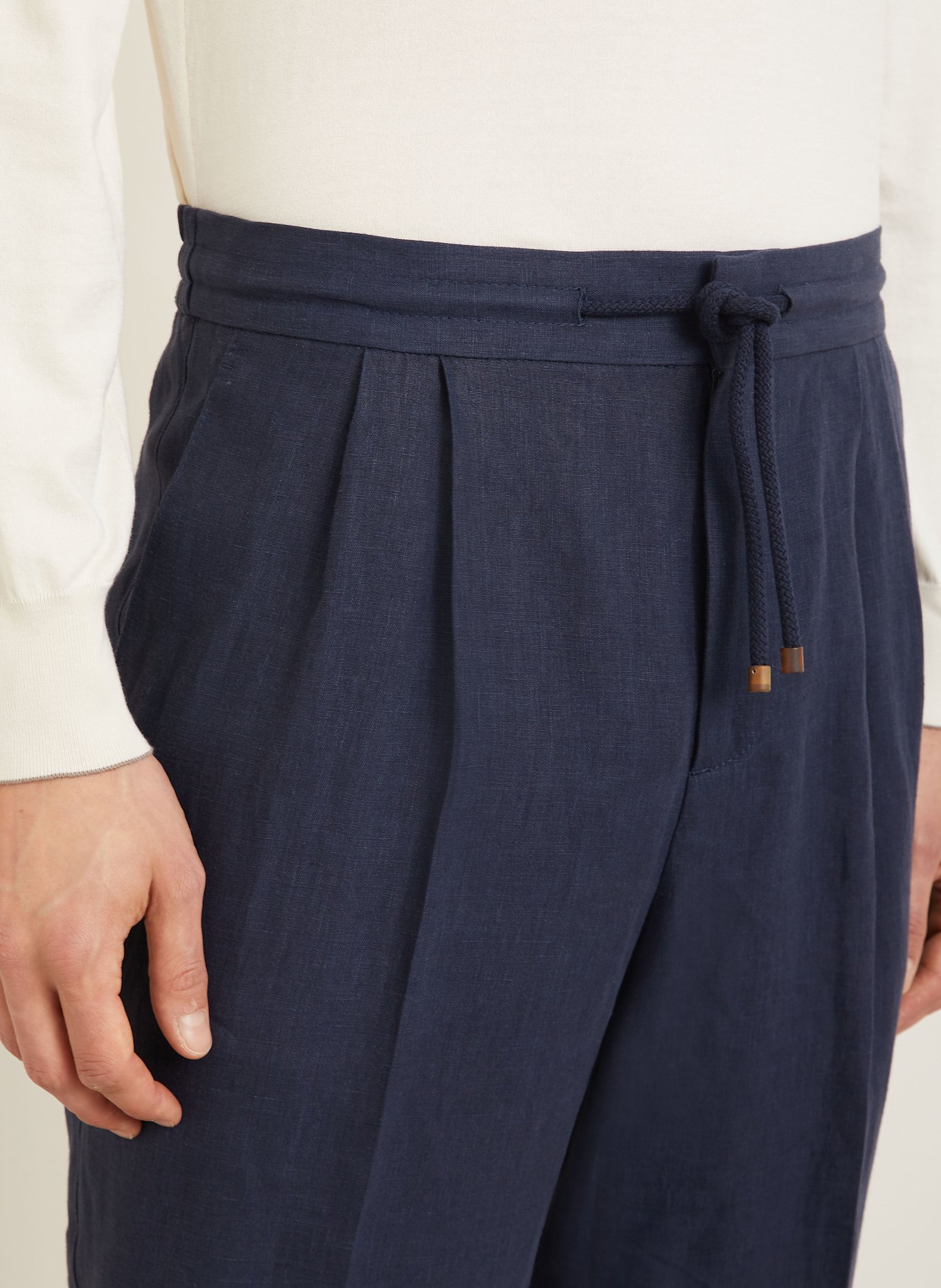 BRUNELLO CUCINELLI Anzughose Leisure Fit aus Leinen: DUNKELBLAU