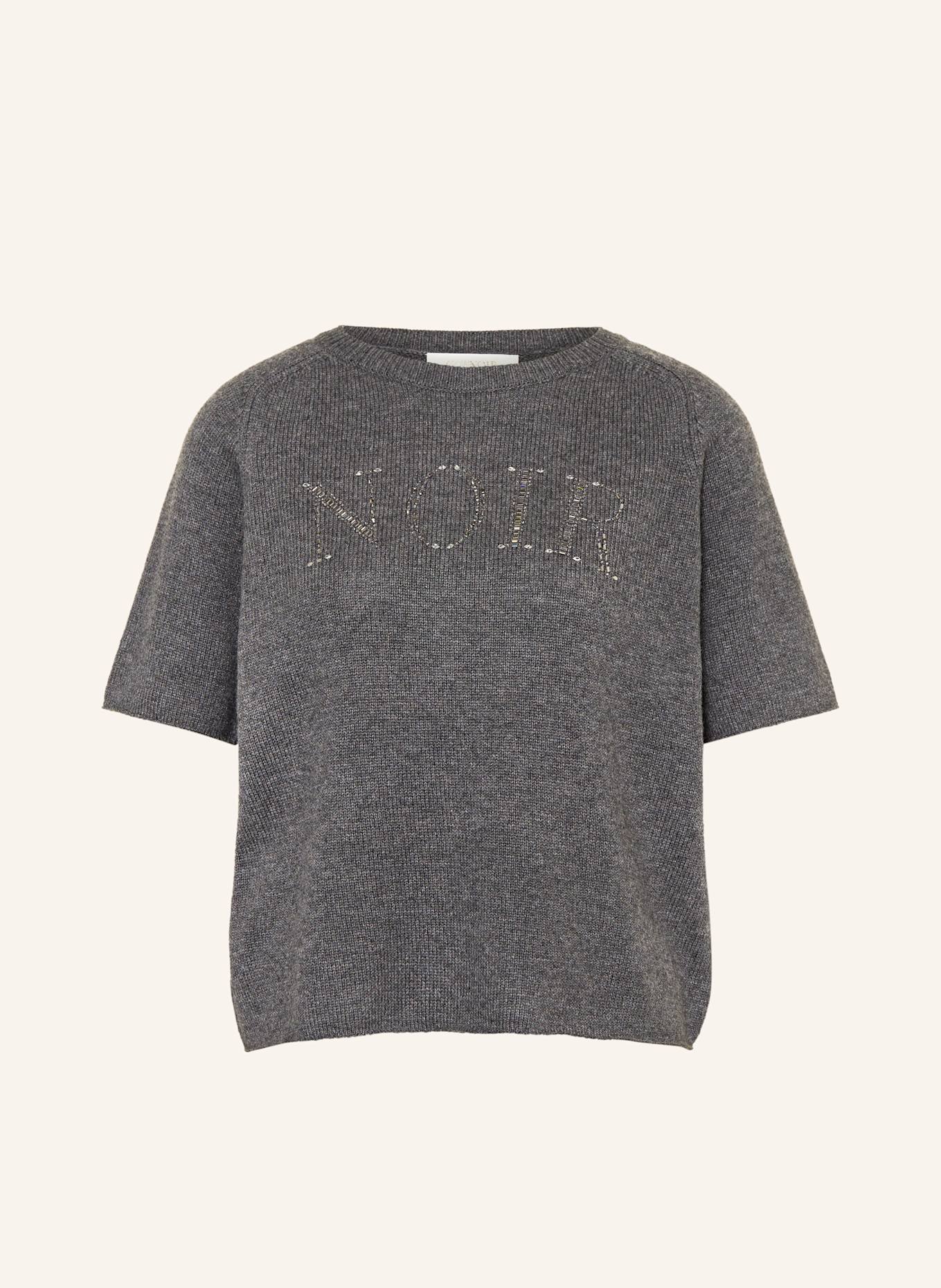 CATNOIR Strickshirt mit Schmucksteinen: DUNKELGRAU