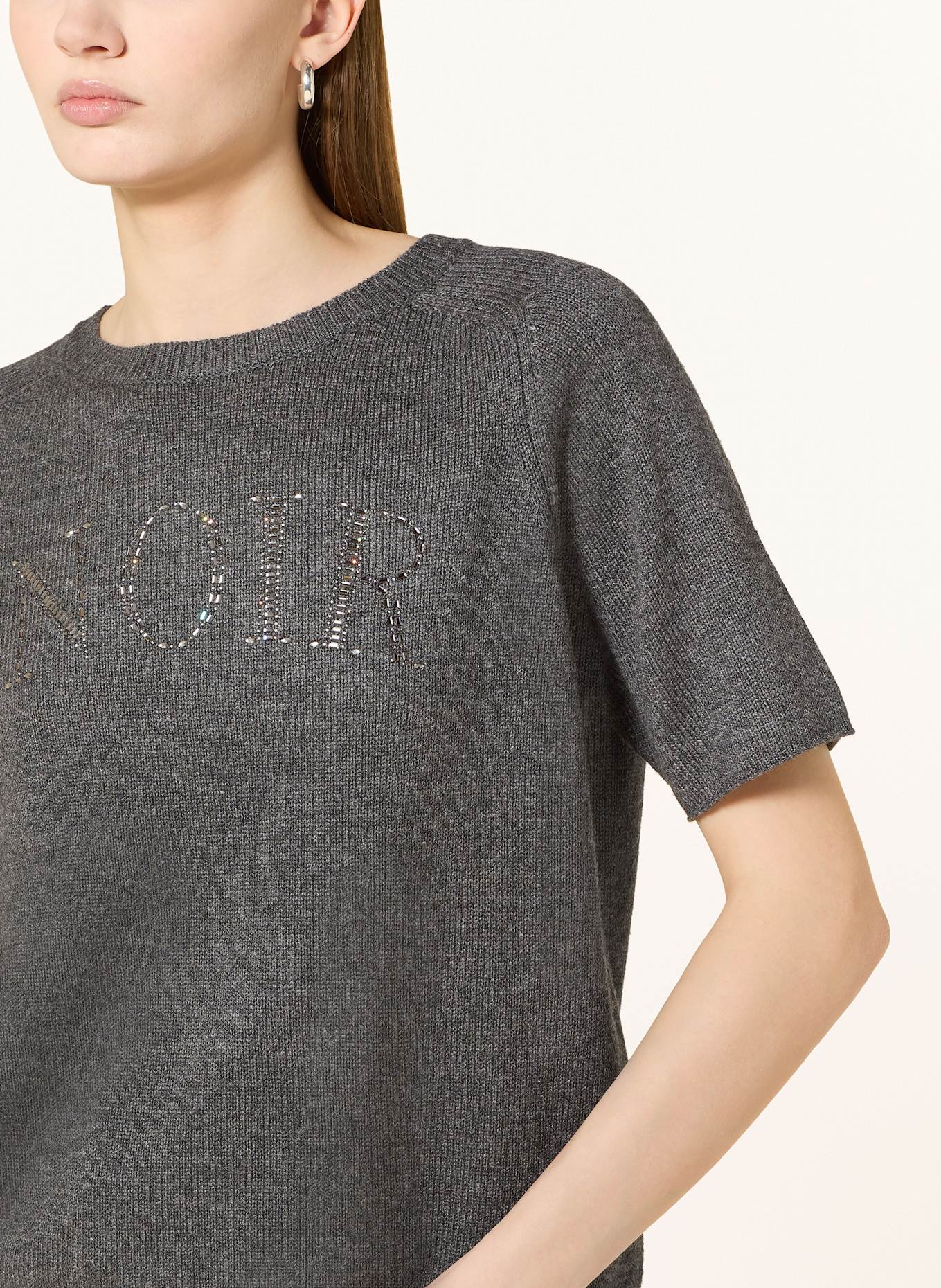 CATNOIR Strickshirt mit Schmucksteinen: DUNKELGRAU