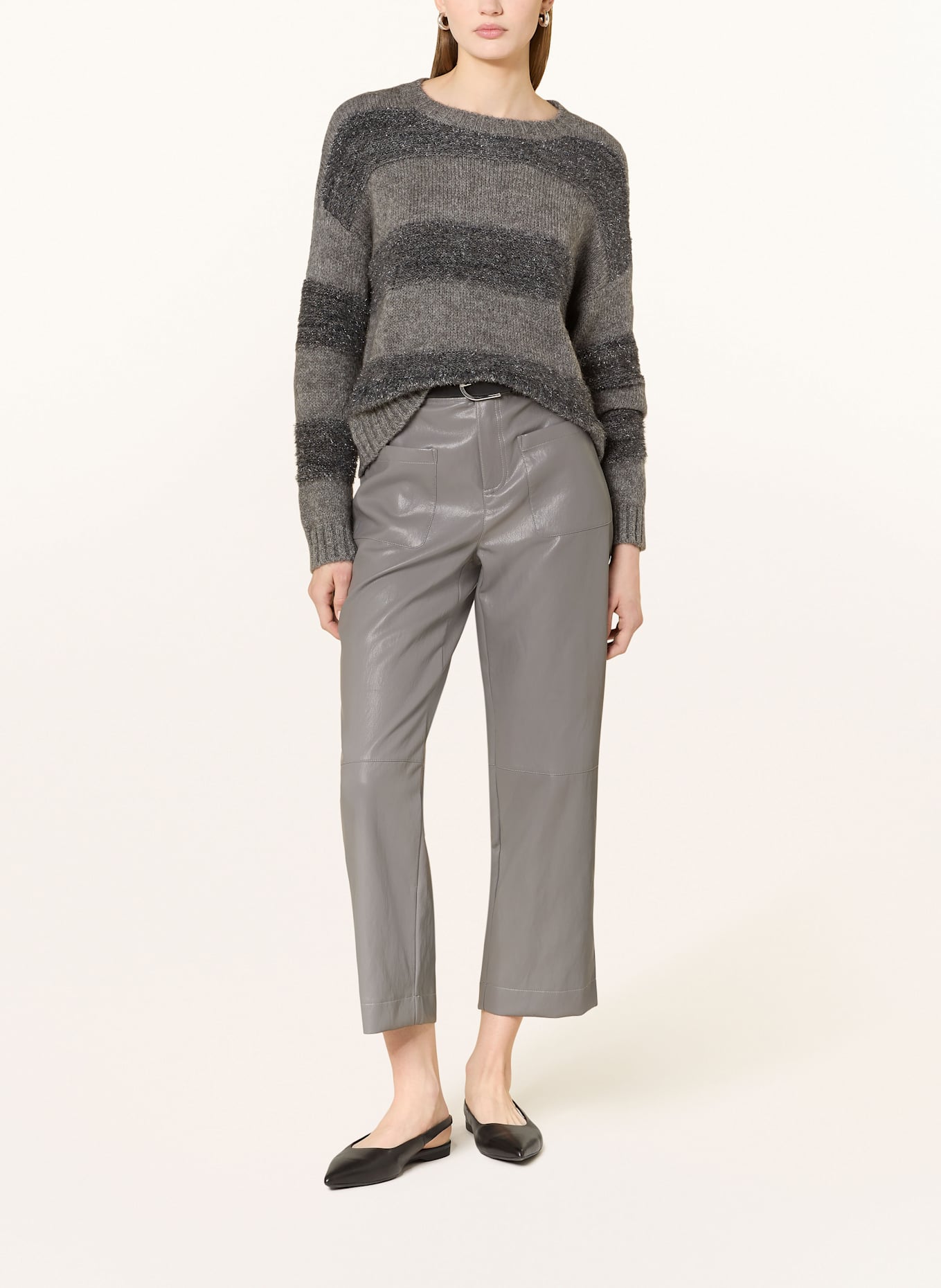 CATNOIR Pullover mit Alpaka und Glitzergarn: GRAU / DUNKELGRAU