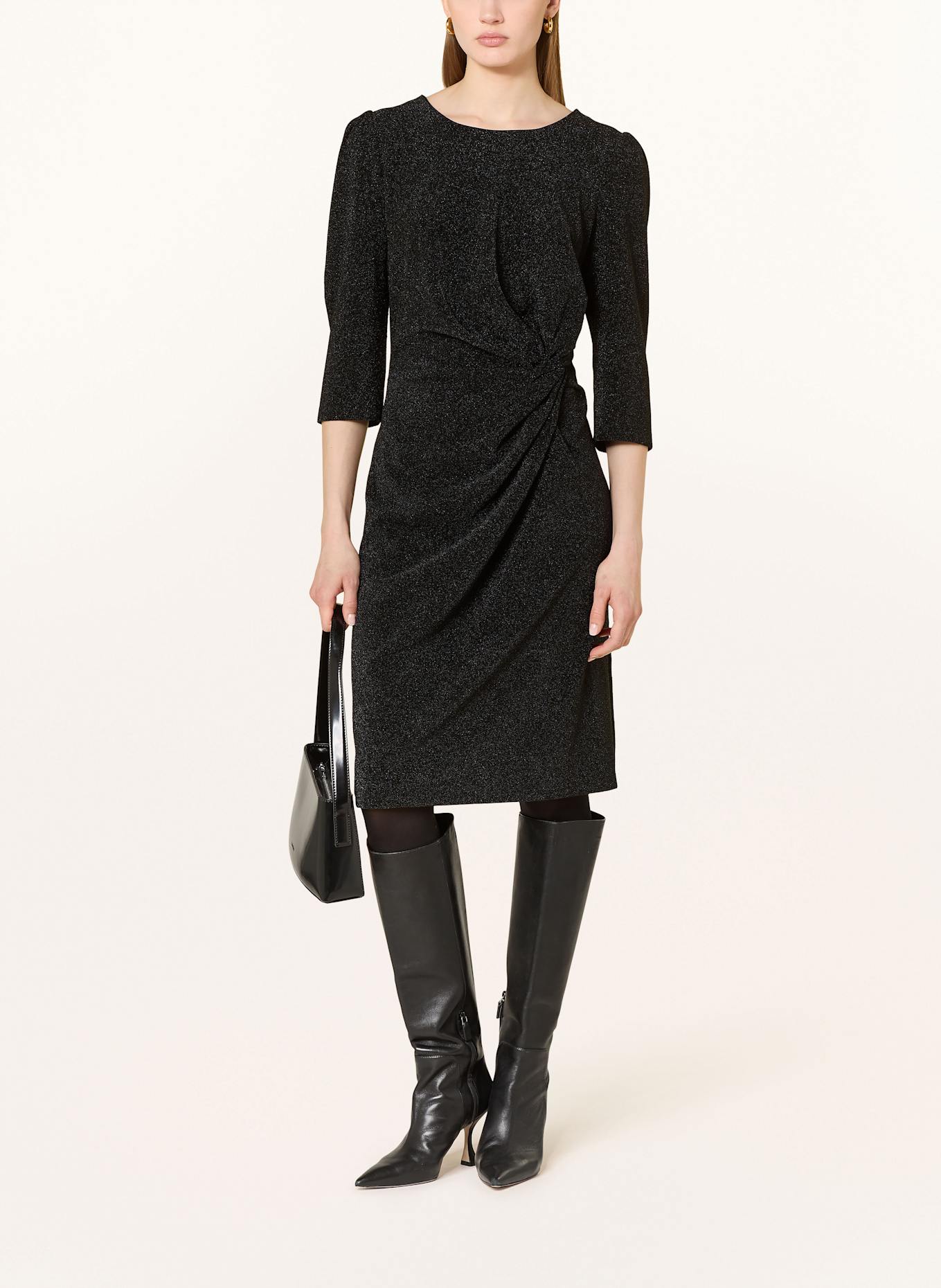 CATNOIR Kleid mit Glitzergarn und 3/4-Arm: SCHWARZ