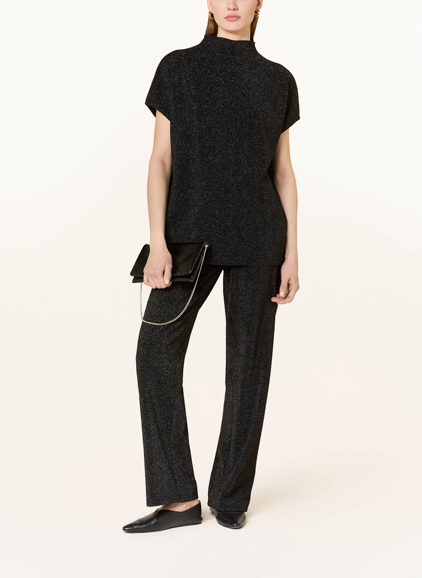 CATNOIR Blusentop mit Glitzergarn: SCHWARZ