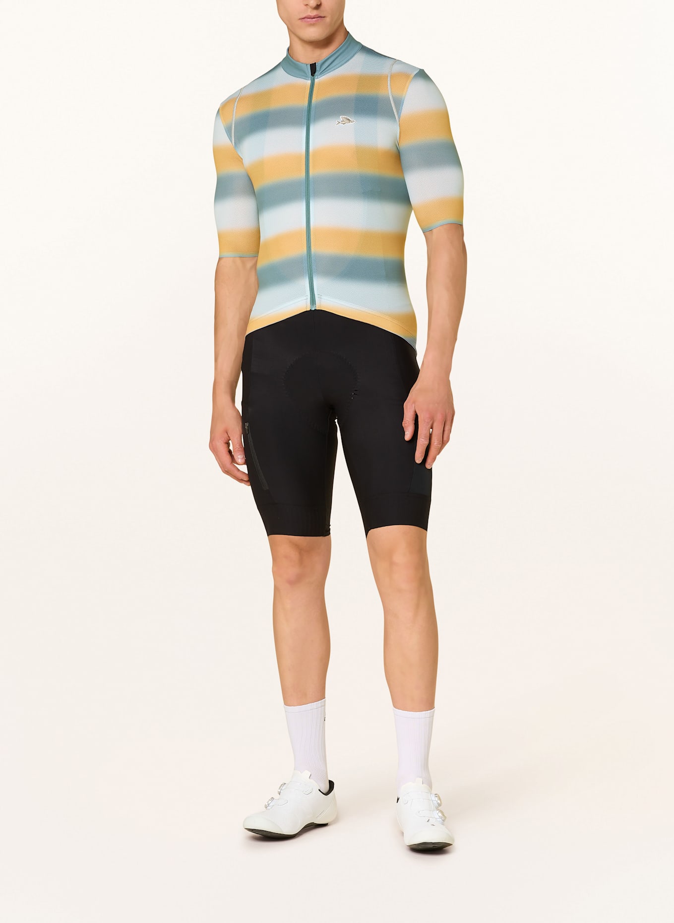 CAFÉ DU CYCLISTE Koszulka rowerowa MONA: NIEBIESKI / JASNONIEBIESKI / CIEMNOŻÓŁTY