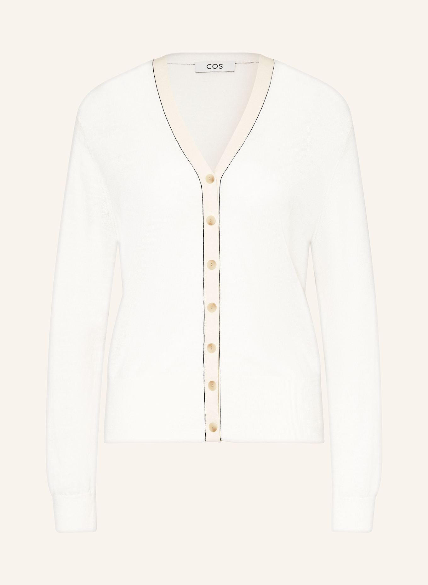 COS Strickjacke mit Merinowolle und Leinen: WEISS