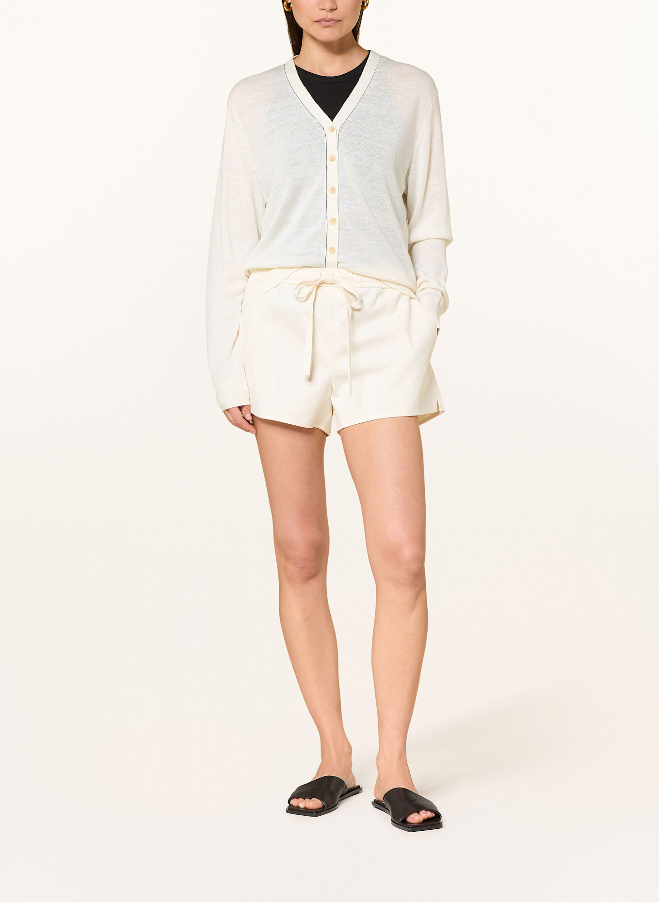 COS Strickjacke mit Merinowolle und Leinen: WEISS