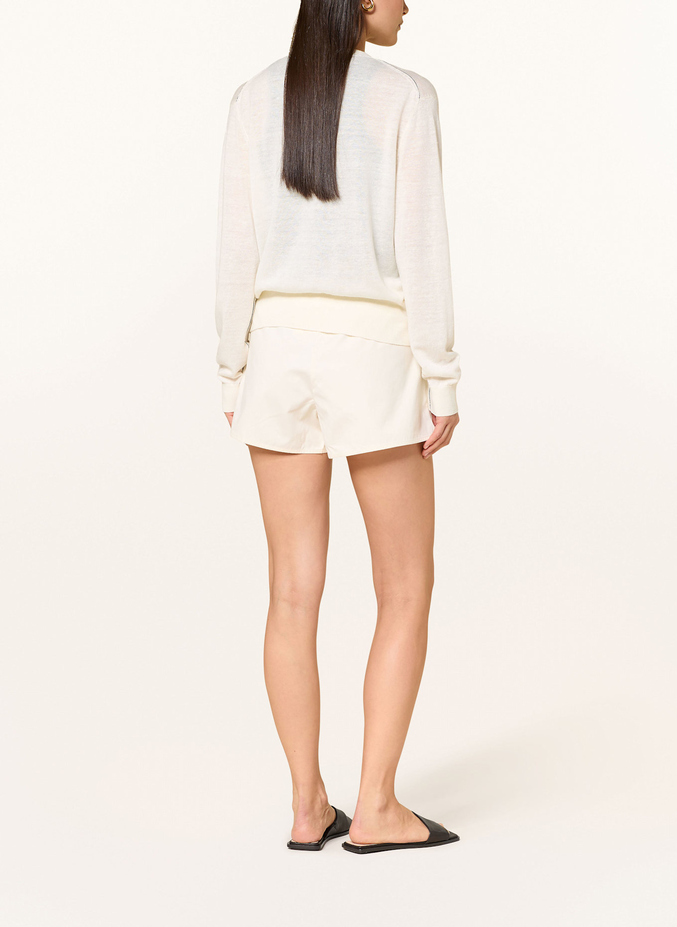 COS Strickjacke mit Merinowolle und Leinen: WEISS