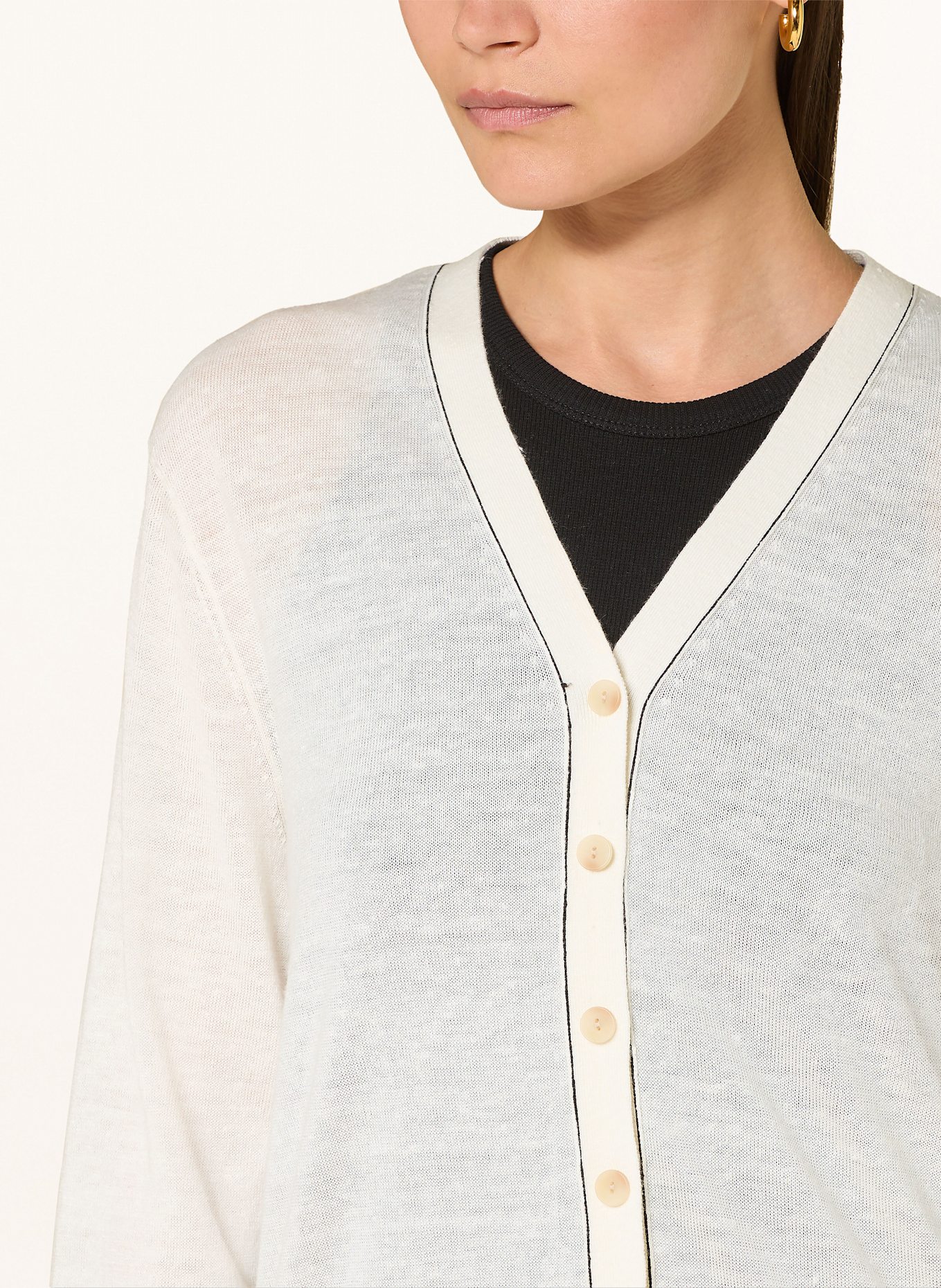 COS Strickjacke mit Merinowolle und Leinen: WEISS