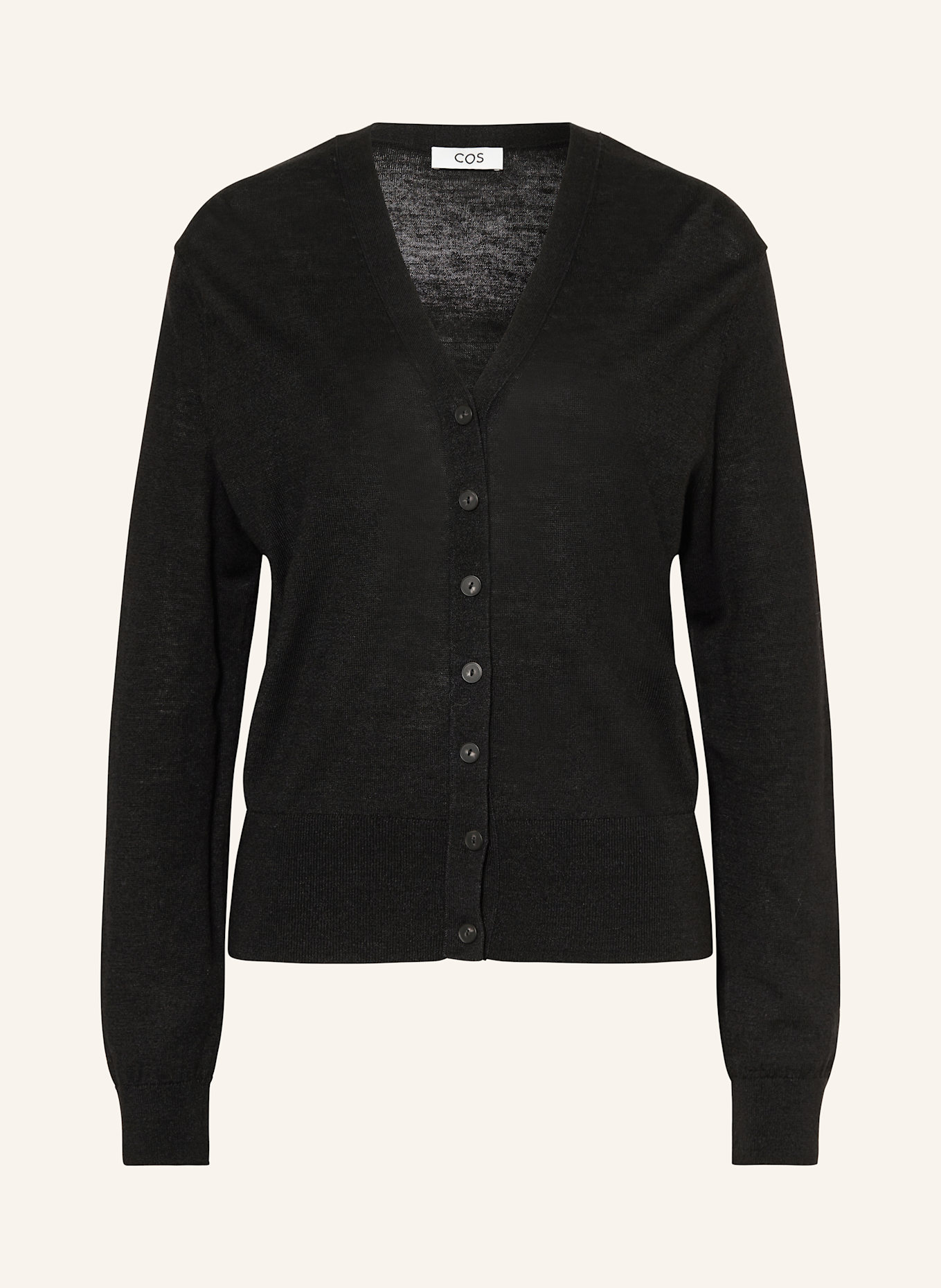 COS Strickjacke mit Merinowolle und Leinen: SCHWARZ