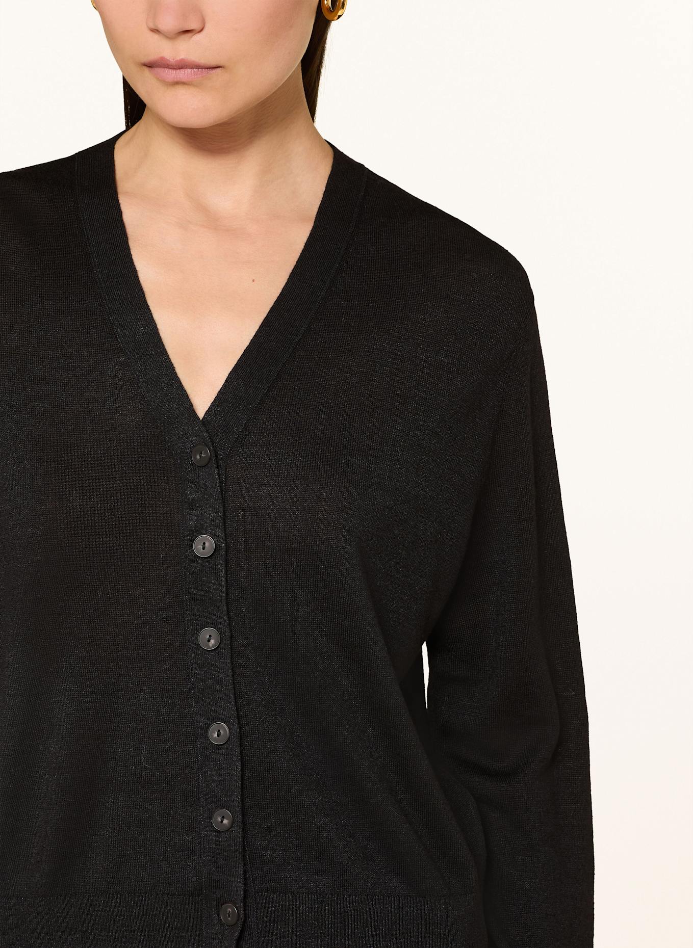 COS Strickjacke mit Merinowolle und Leinen: SCHWARZ