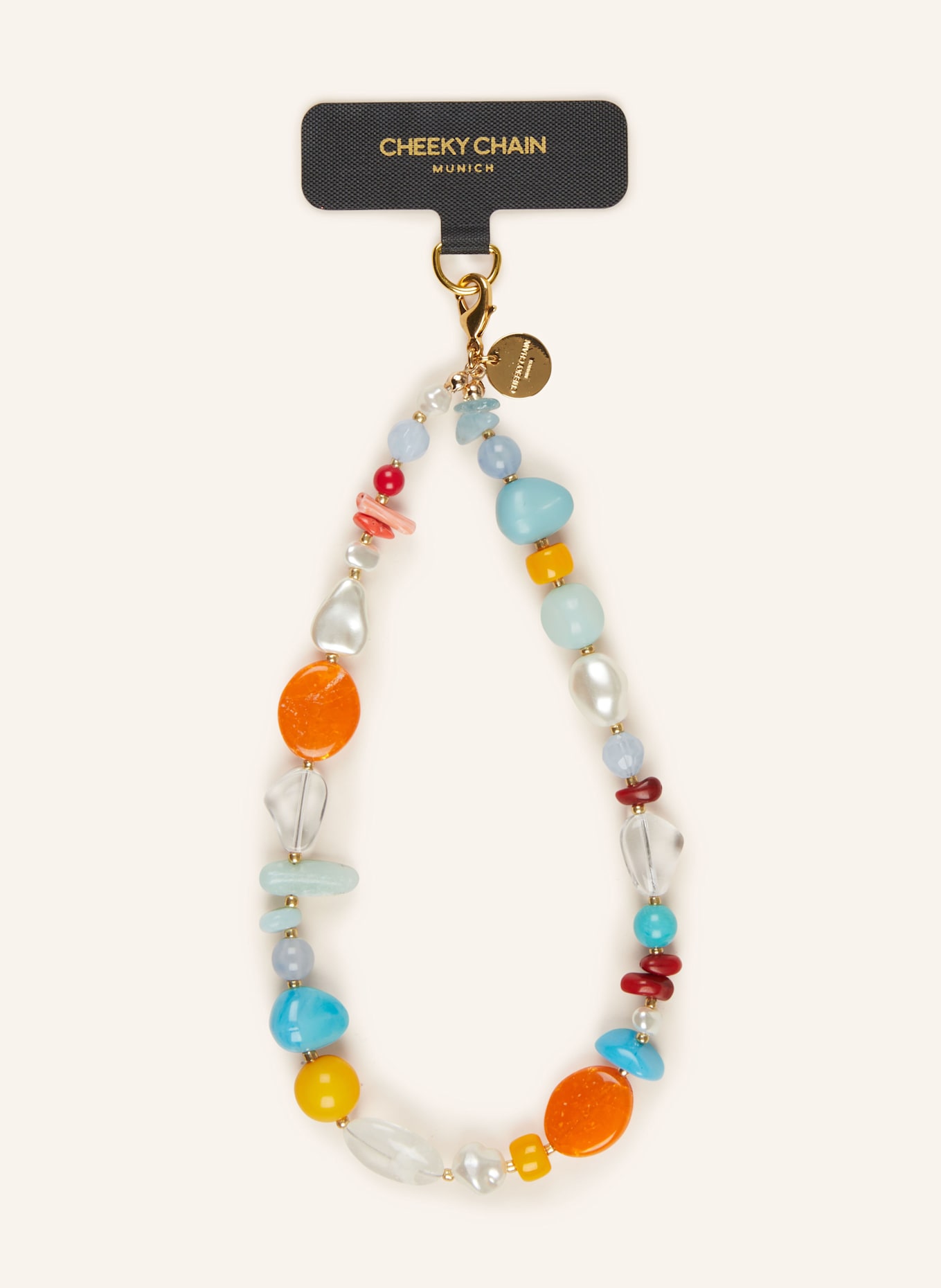 CHEEKY CHAIN MUNICH Smartphone-Anhänger MYKONOS: HELLBLAU / ORANGE / WEISS