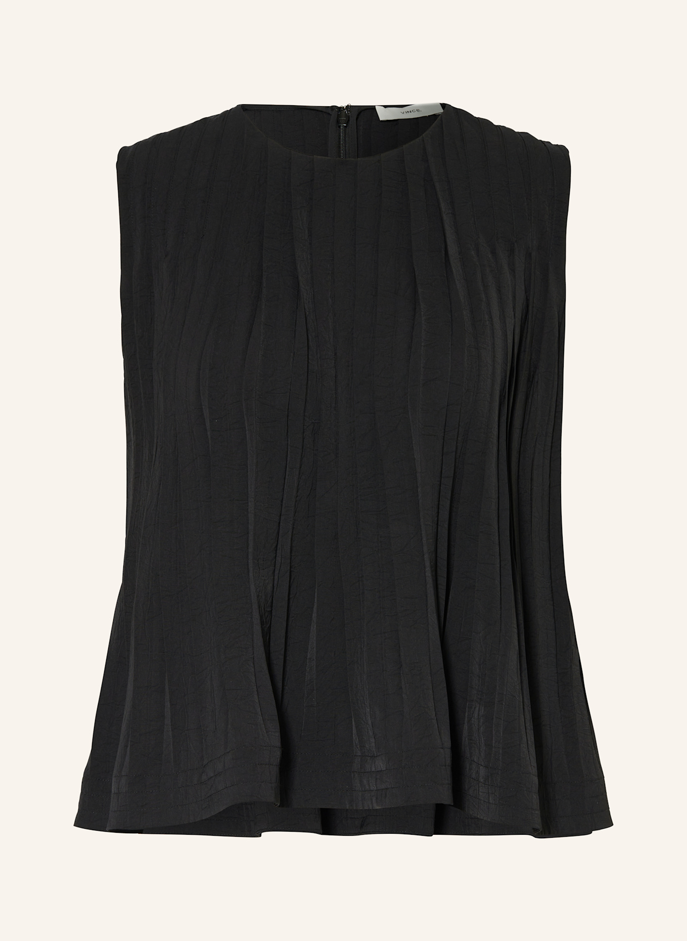 VINCE Blusentop mit Plissees: SCHWARZ