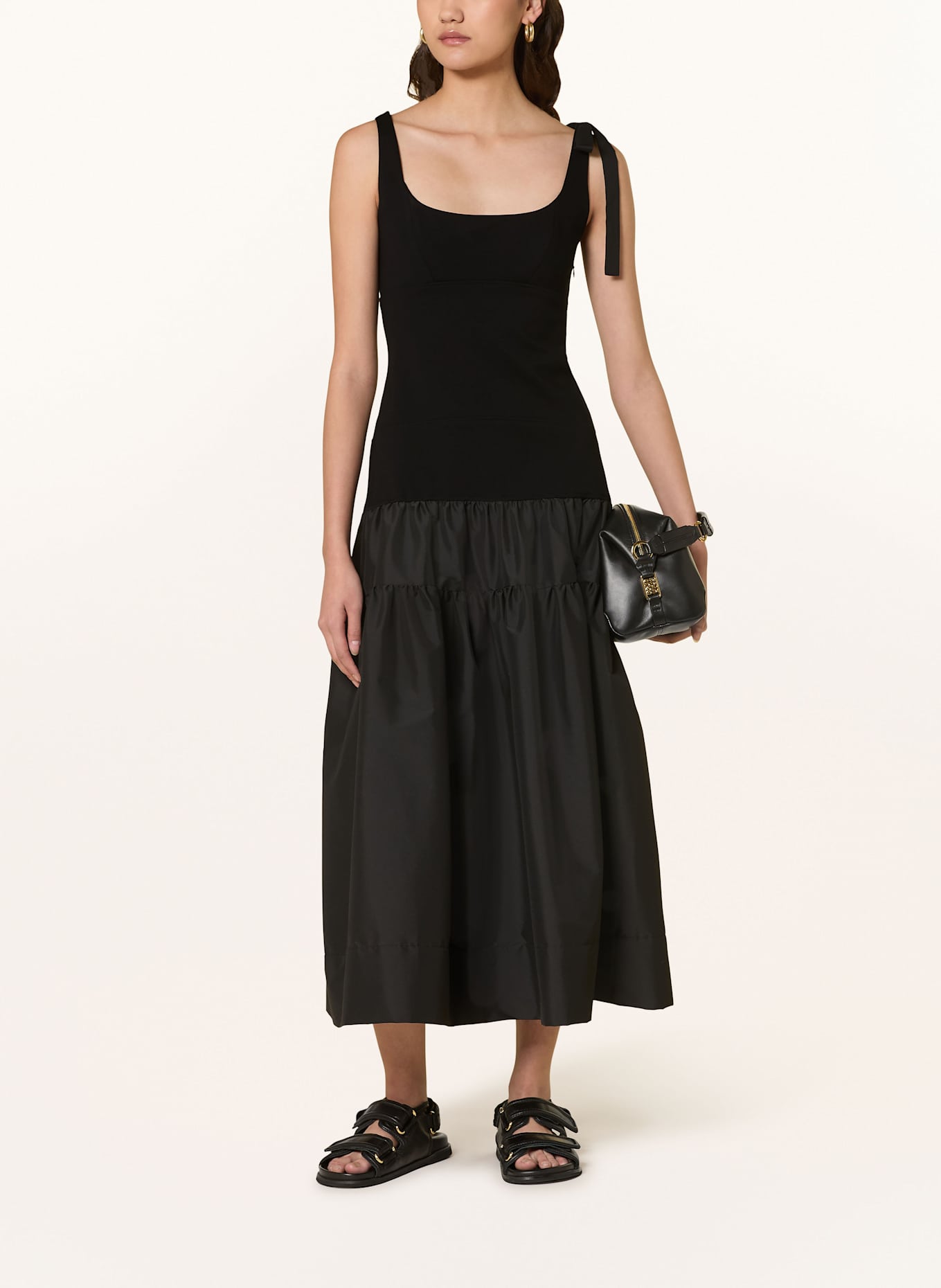 SANDRO Kleid im Materialmix: SCHWARZ
