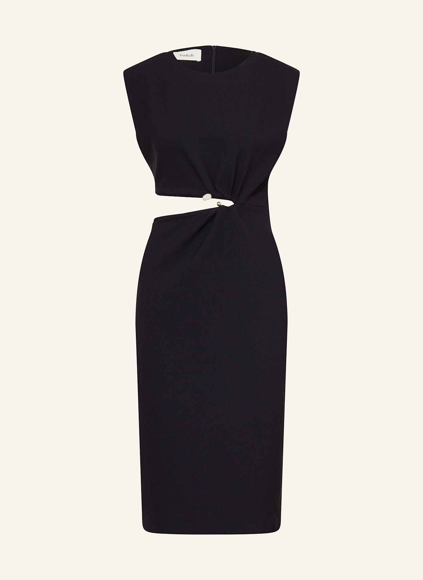 ba&sh Etuikleid mit Cut-outs und Schmucksteinen: BLUE NIGHT BLUE