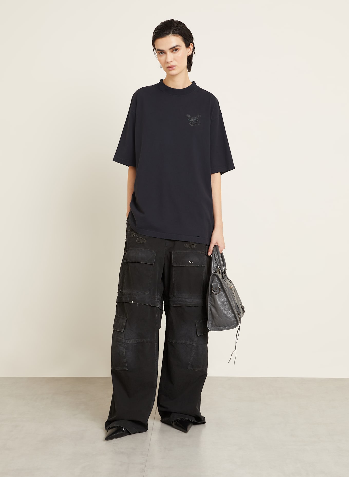 BALENCIAGA Koszulka oversize: CZIEMNOSZARY