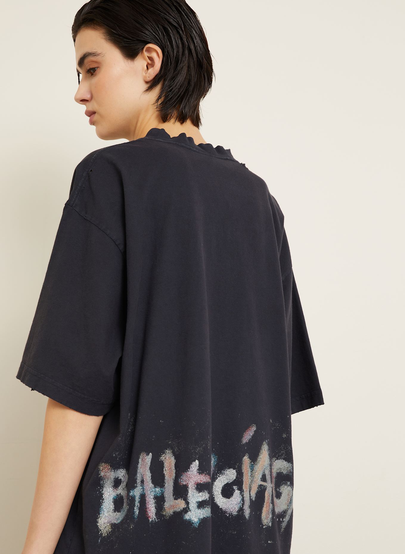BALENCIAGA Koszulka oversize: CZIEMNOSZARY