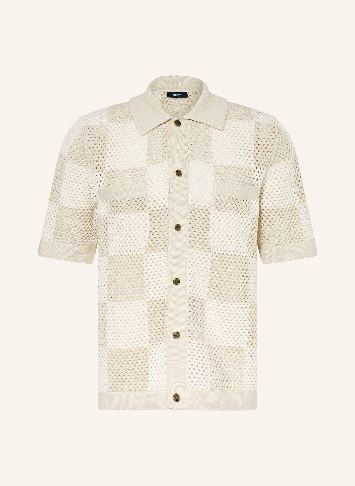 REISS Häkelhemd ALFRED Regular Fit: BEIGE / ECRU
