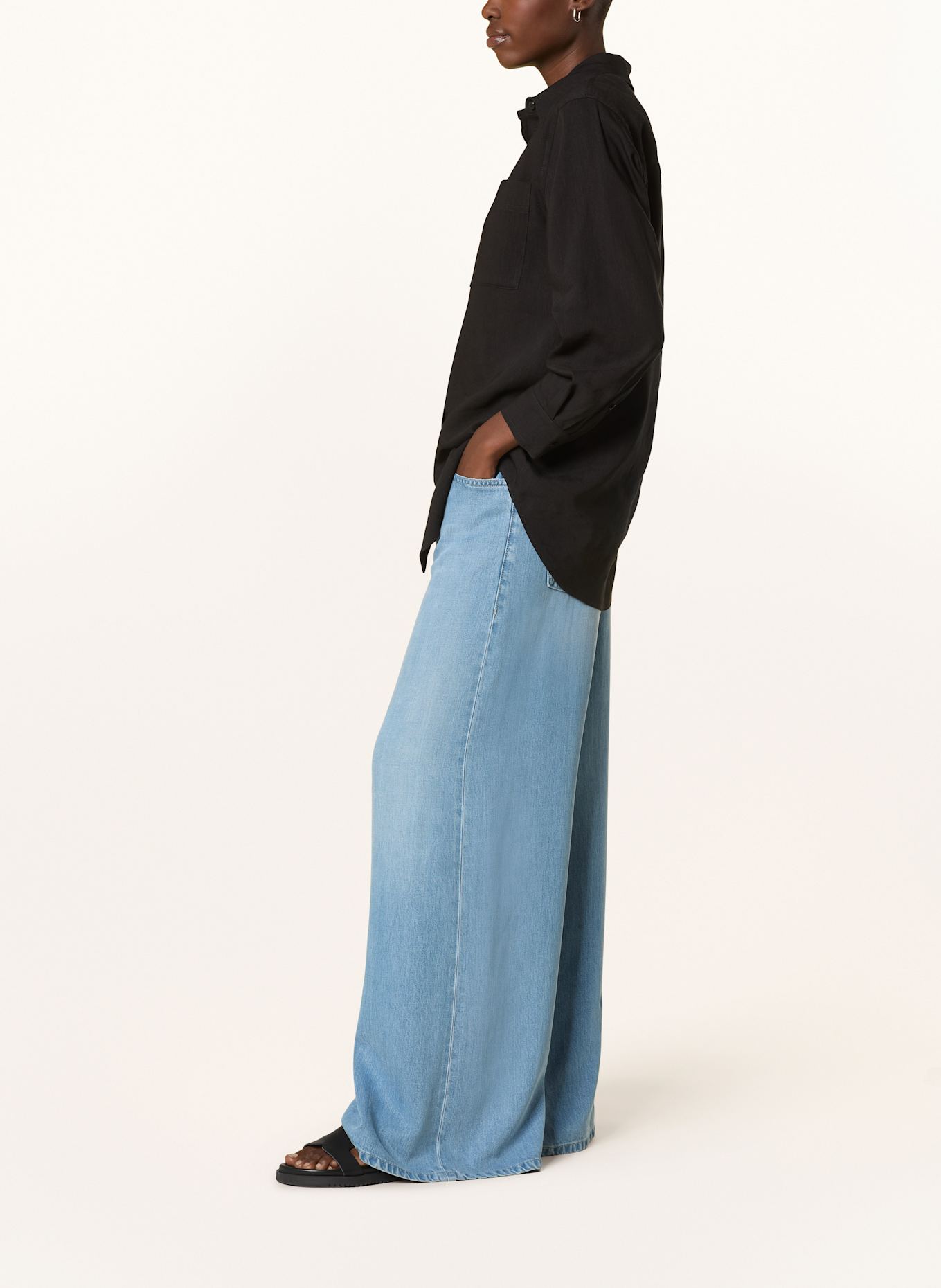 MAC DAYDREAM slouchy blue and white jeans BEL AIR: Stradivarius super high-waist skinny jeans in brown