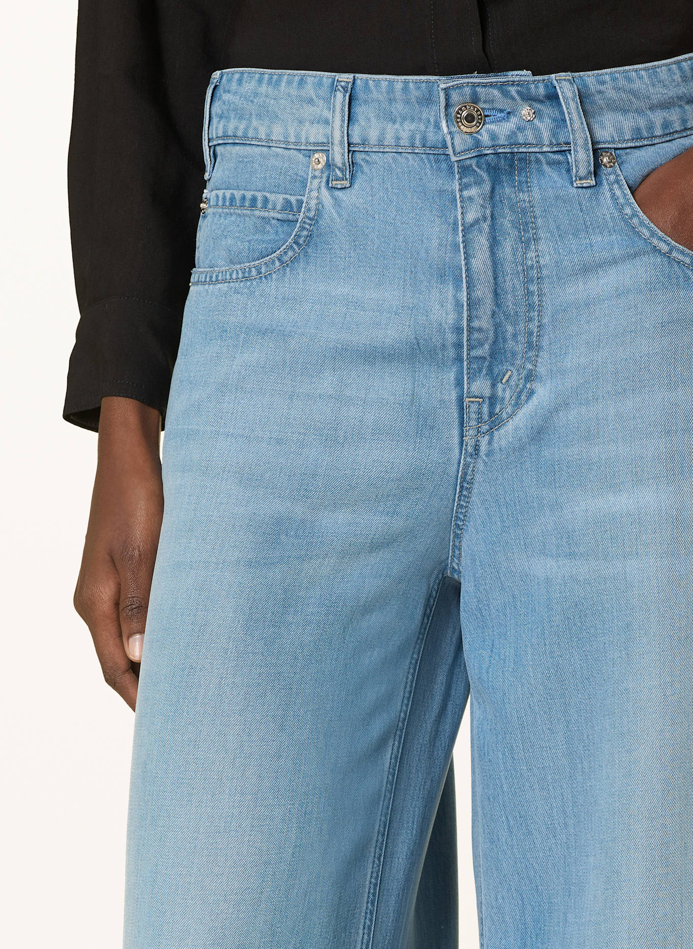 MAC DAYDREAM slouchy blue and white jeans BEL AIR: Stradivarius super high-waist skinny jeans in brown