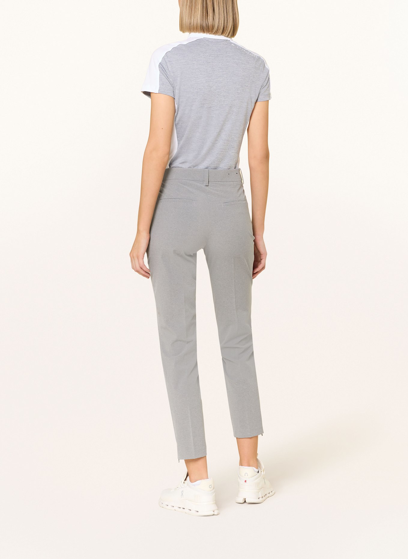 J.LINDEBERG Funkcyjna koszulka polo: SZARY / BIAŁY