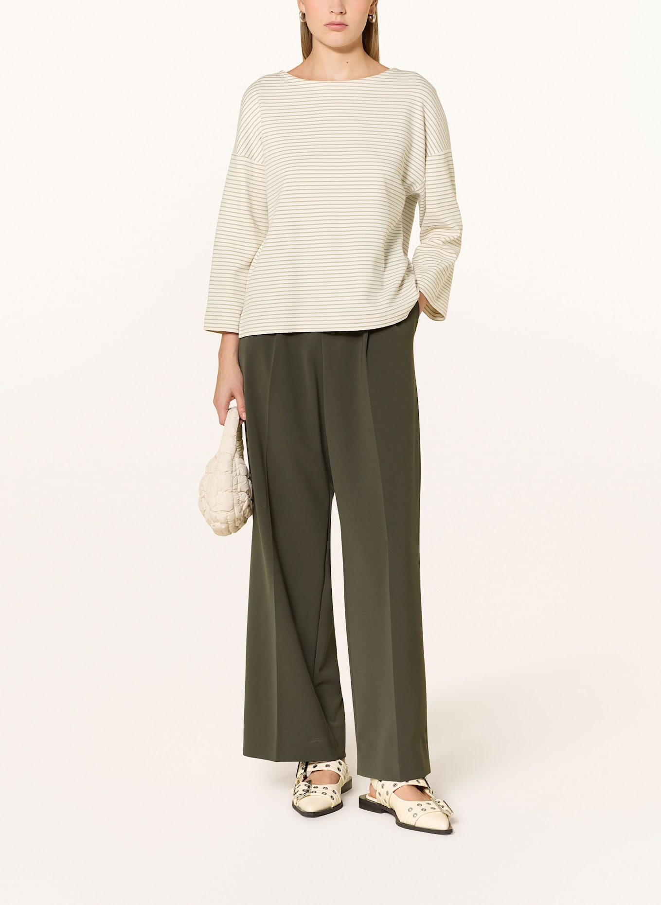 Marc O'Polo Strickshirt mit 3/4-Arm: OLIV / CREME