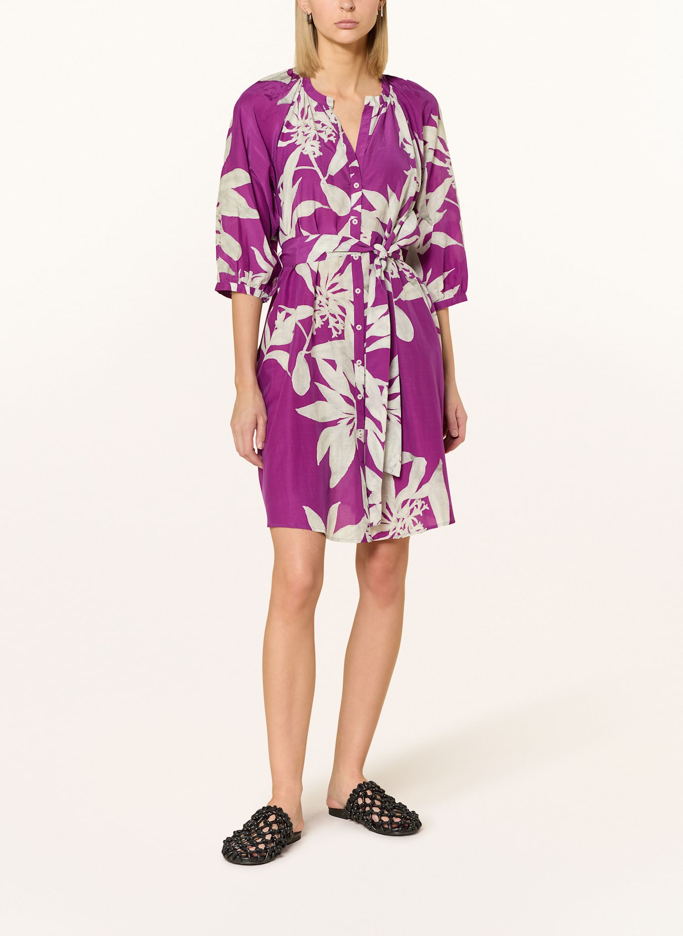 Marc O'Polo Kleid mit 3/4-Arm: FUCHSIA/ HELLGRAU