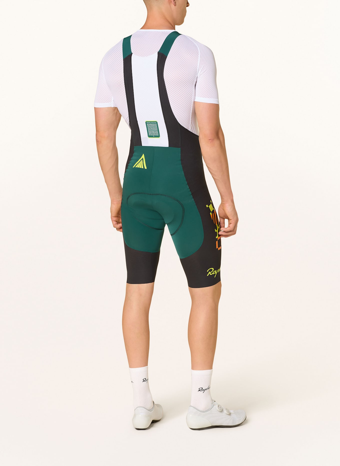 Rapha AMANI PRO TEAM POWERWEAVE BIBS cycling shorts with straps and padded insert: TEAL / BLACK / WHITE