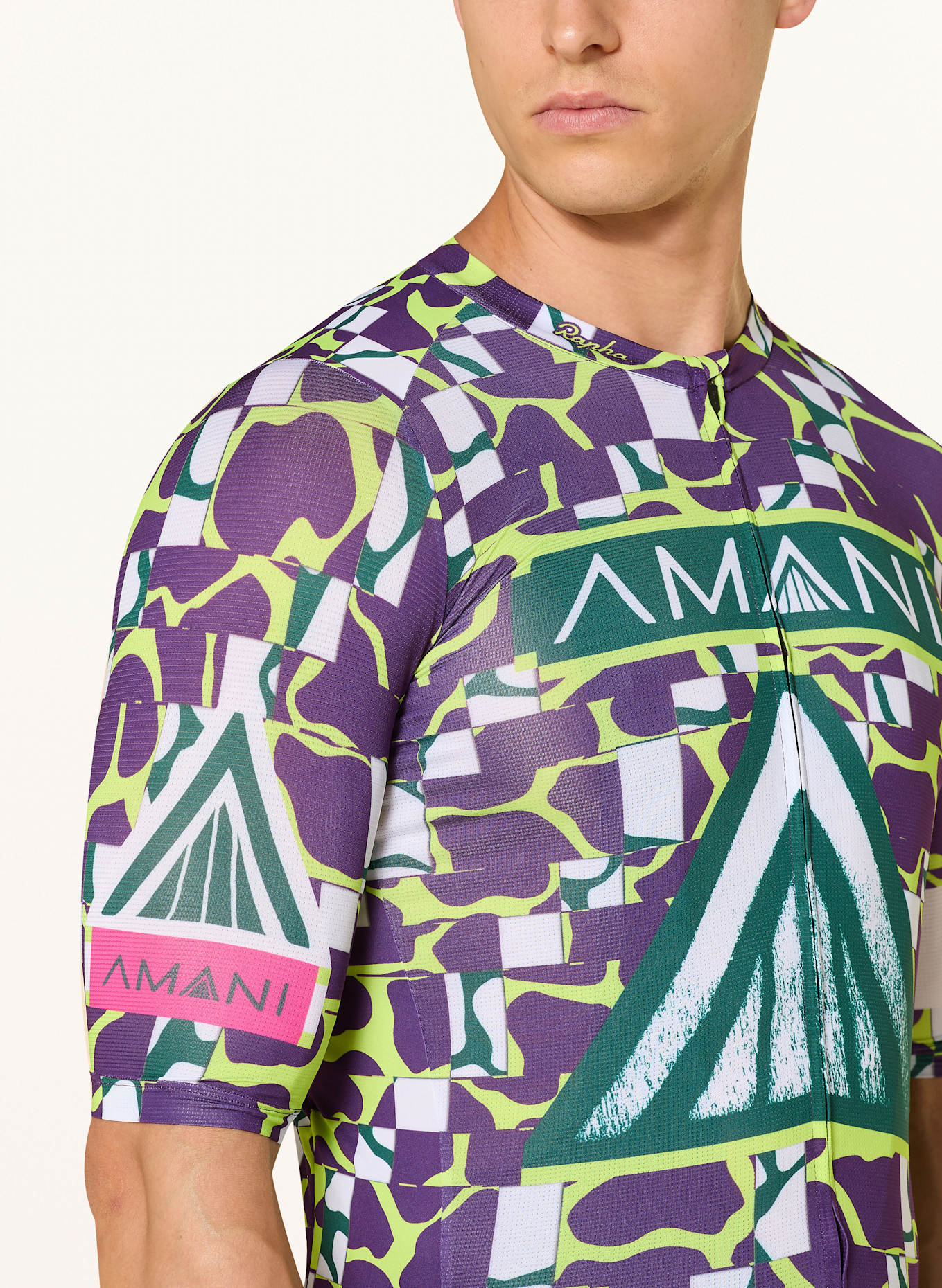 Rapha Koszulka rowerowa AMANI PRO TEAM TRAINING: FIOLETOWY / JASKRAWY ZIELONY / CIEMNOZIELONY