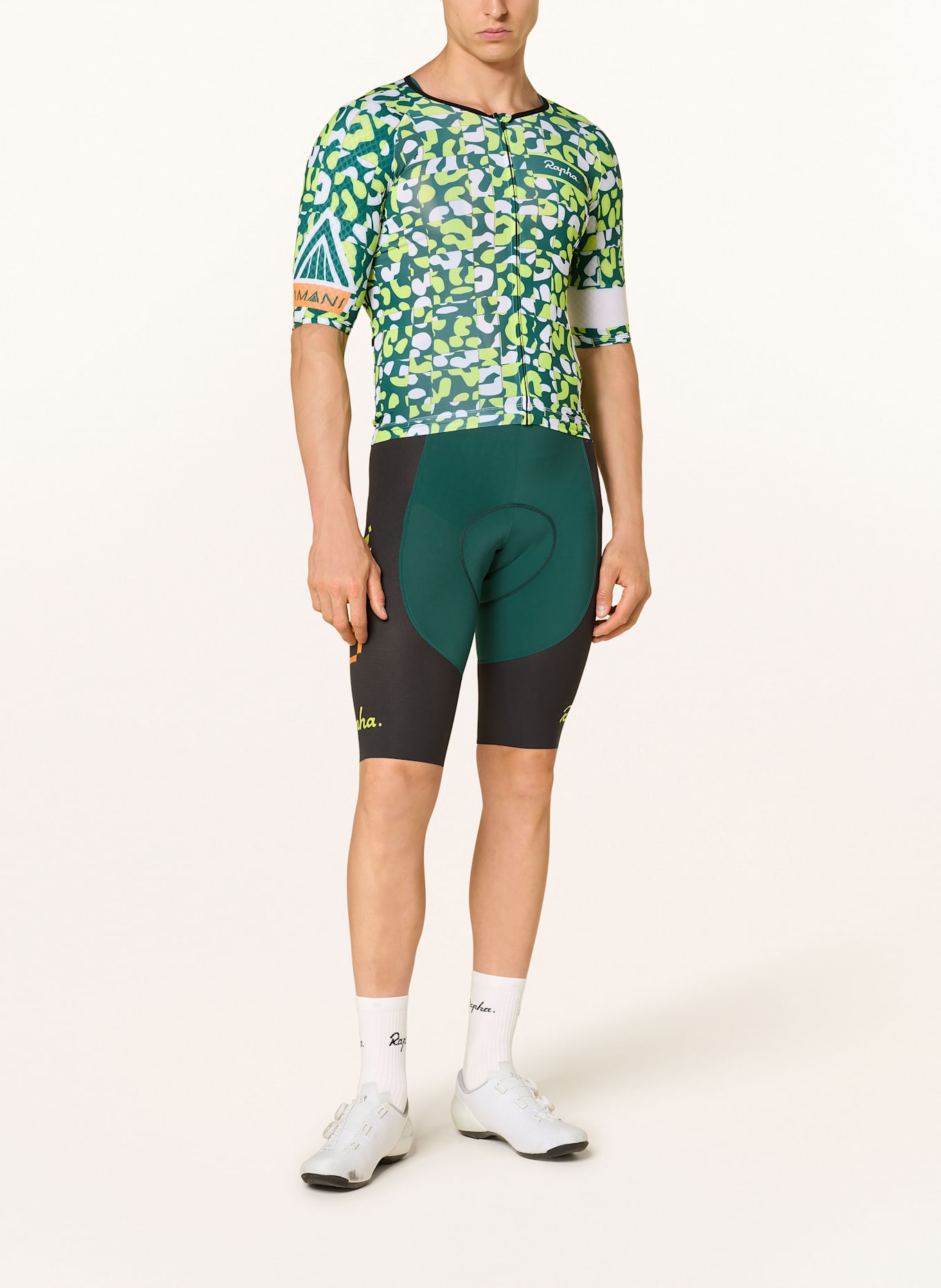 Rapha Koszulka rowerowa AMANI PRO TEAM AERO: JASKRAWY ZIELONY / CIEMNOZIELONY / BIAŁY