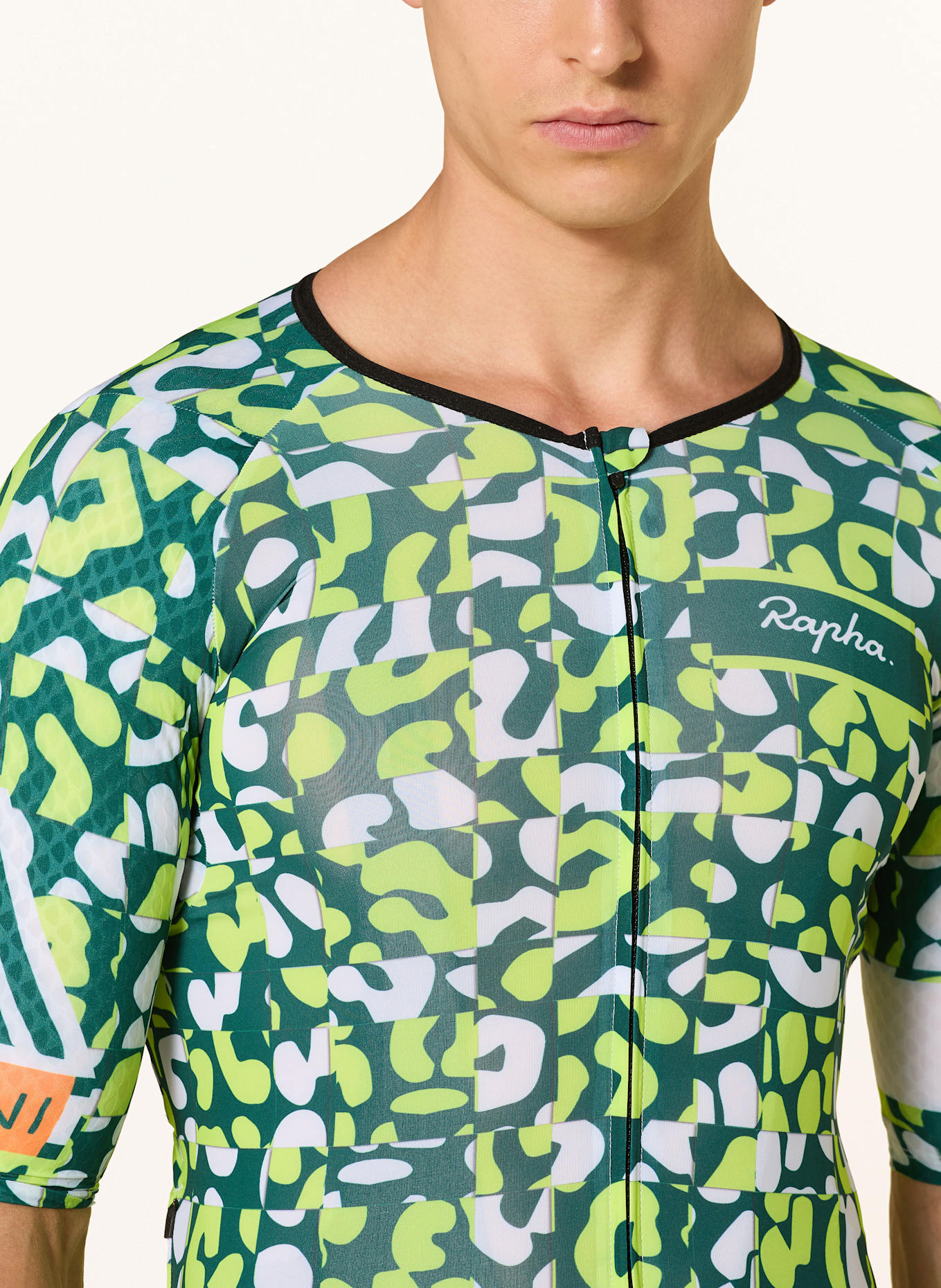 Rapha Koszulka rowerowa AMANI PRO TEAM AERO: JASKRAWY ZIELONY / CIEMNOZIELONY / BIAŁY